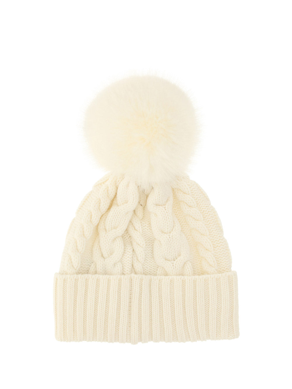 Beanie With Pom Pom - White.