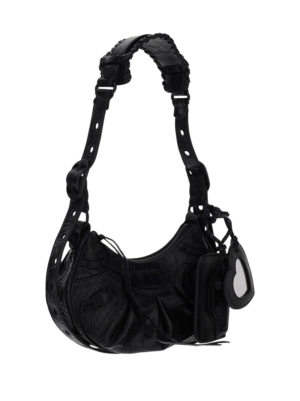 Le Cagole XS Bag in Crocodile Leather - Black