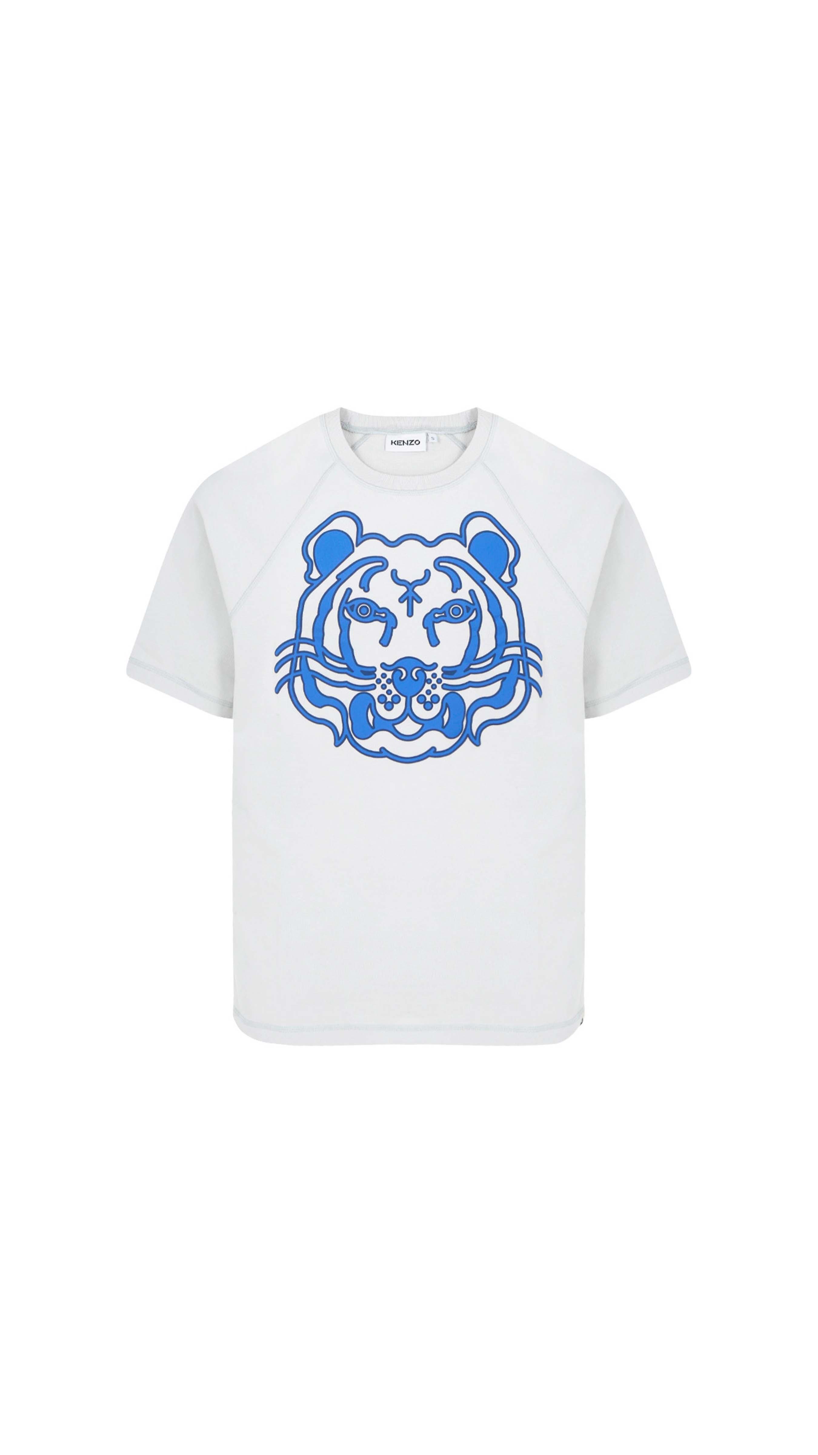 K- Tiger Oversized T-Shirt - White / Blue