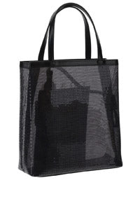 Small Sequined Mesh Tote Bag - Black