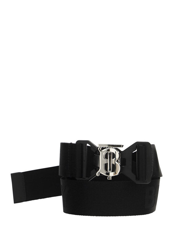 Monogram Motif and Logo Webbed Jacquard Belt - Black