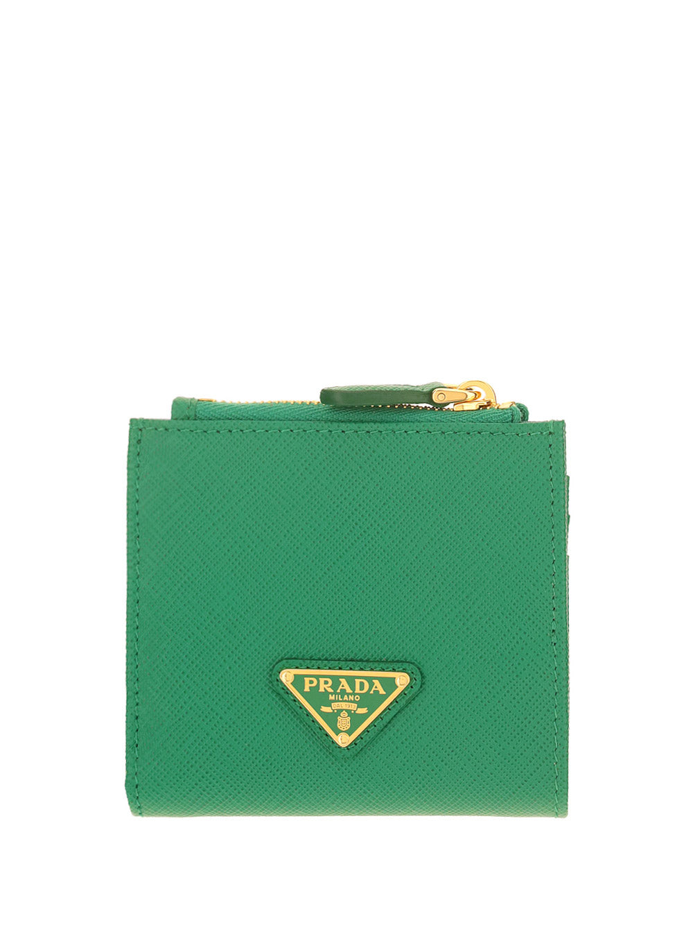 Small Saffiano and Leather Wallet - Green