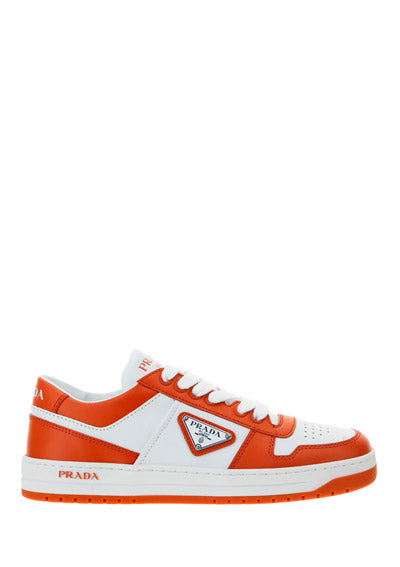 Downtown Leather Sneakers - Orange / White.