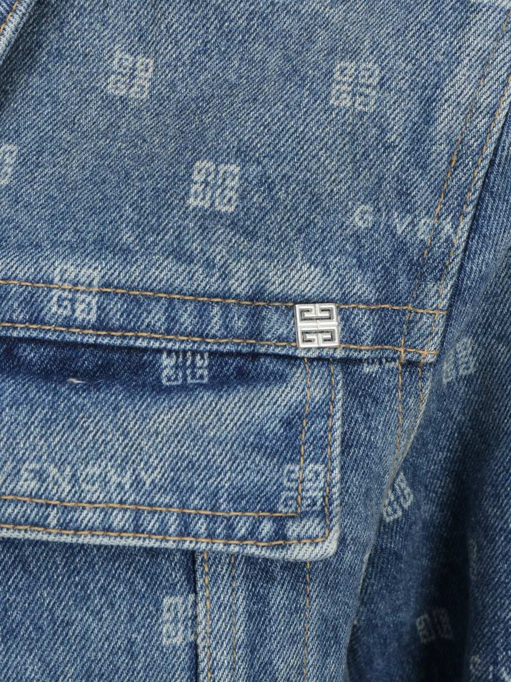 Slim-Fit Denim Jacket with 4G Motif All Over Logo