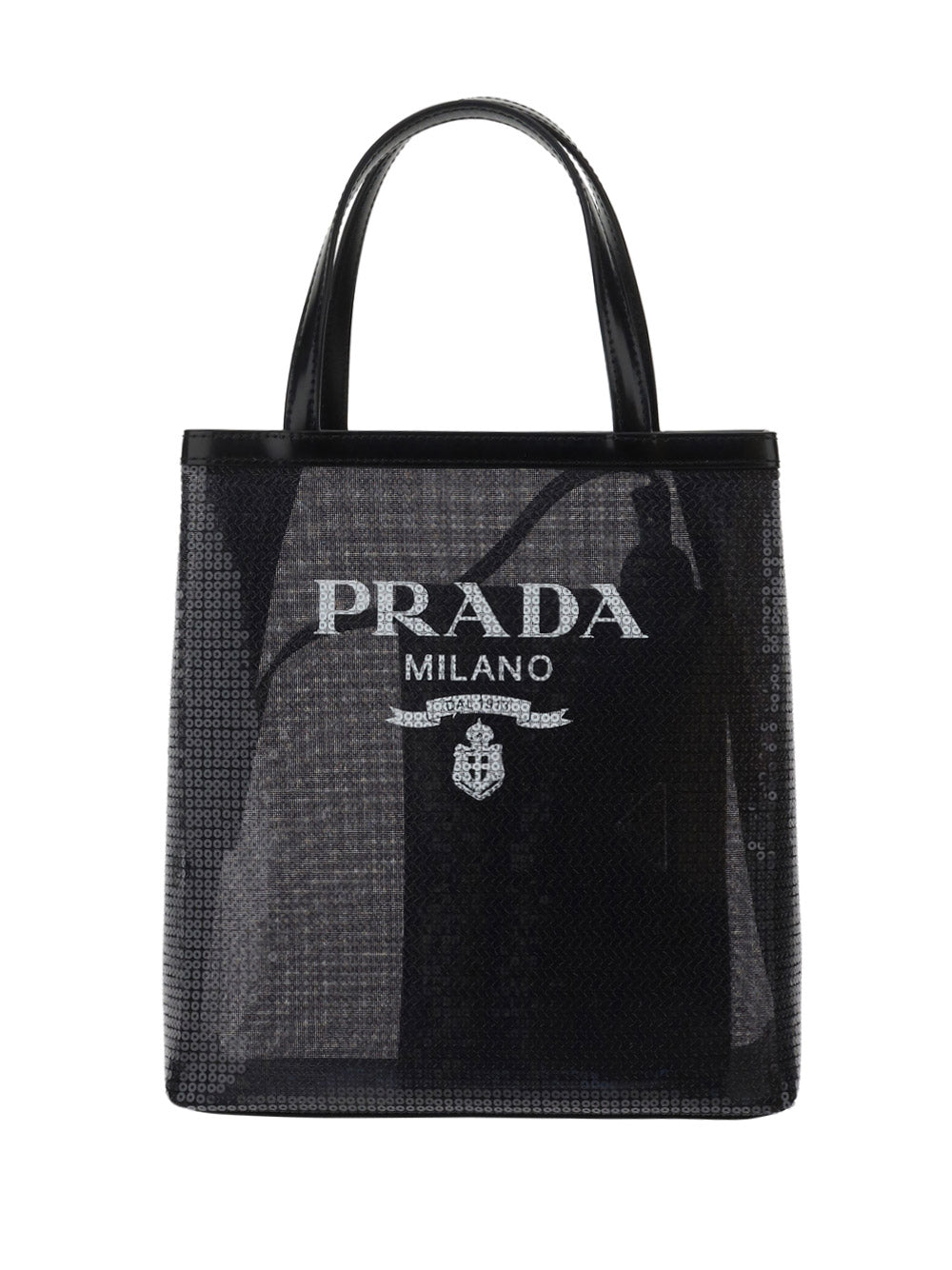 Small Sequined Mesh Tote Bag - Black