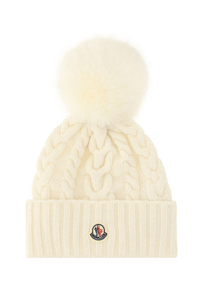 Beanie With Pom Pom - White.