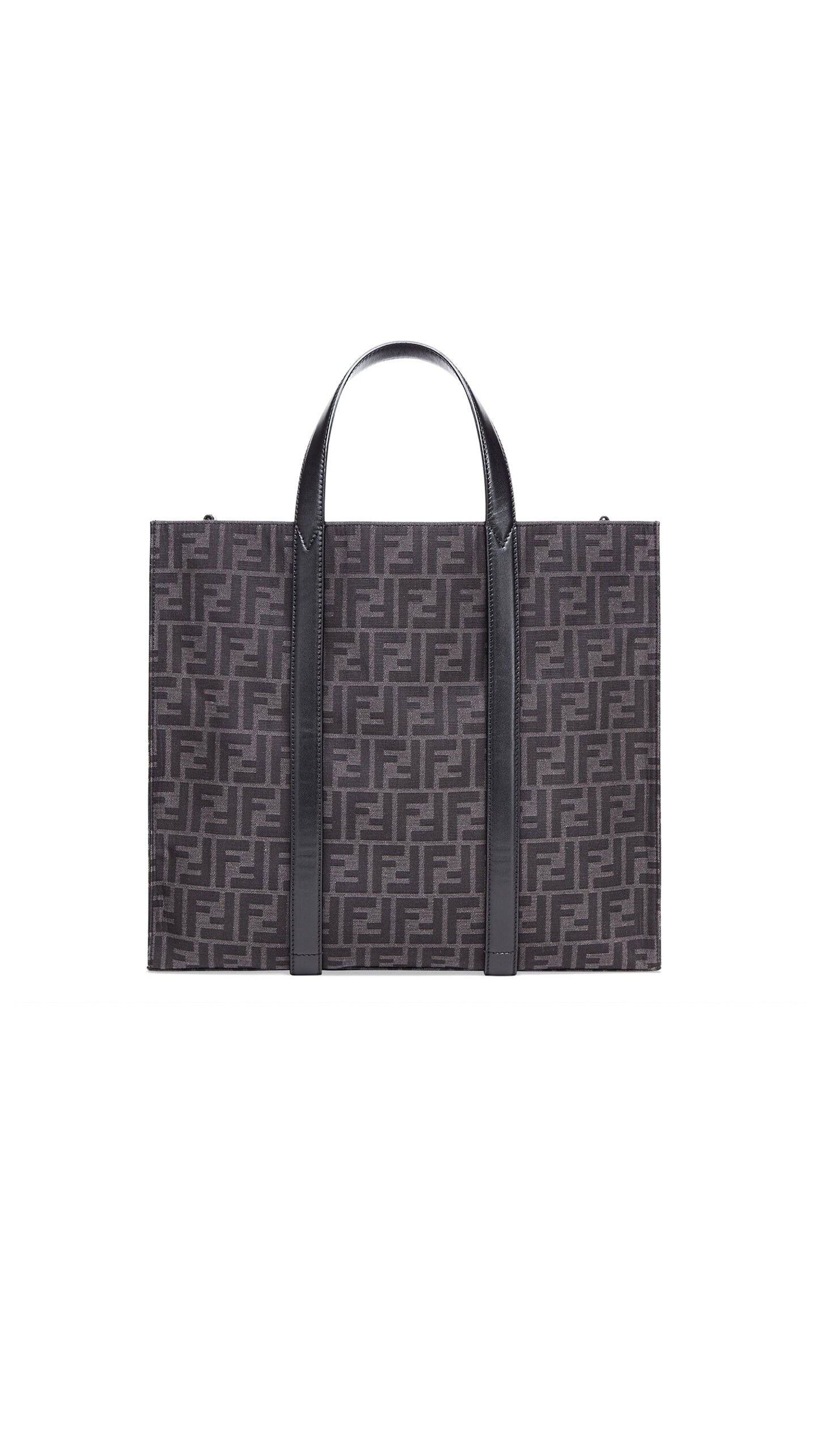 Shopper FF Jacquard Fabric Bag - Black
