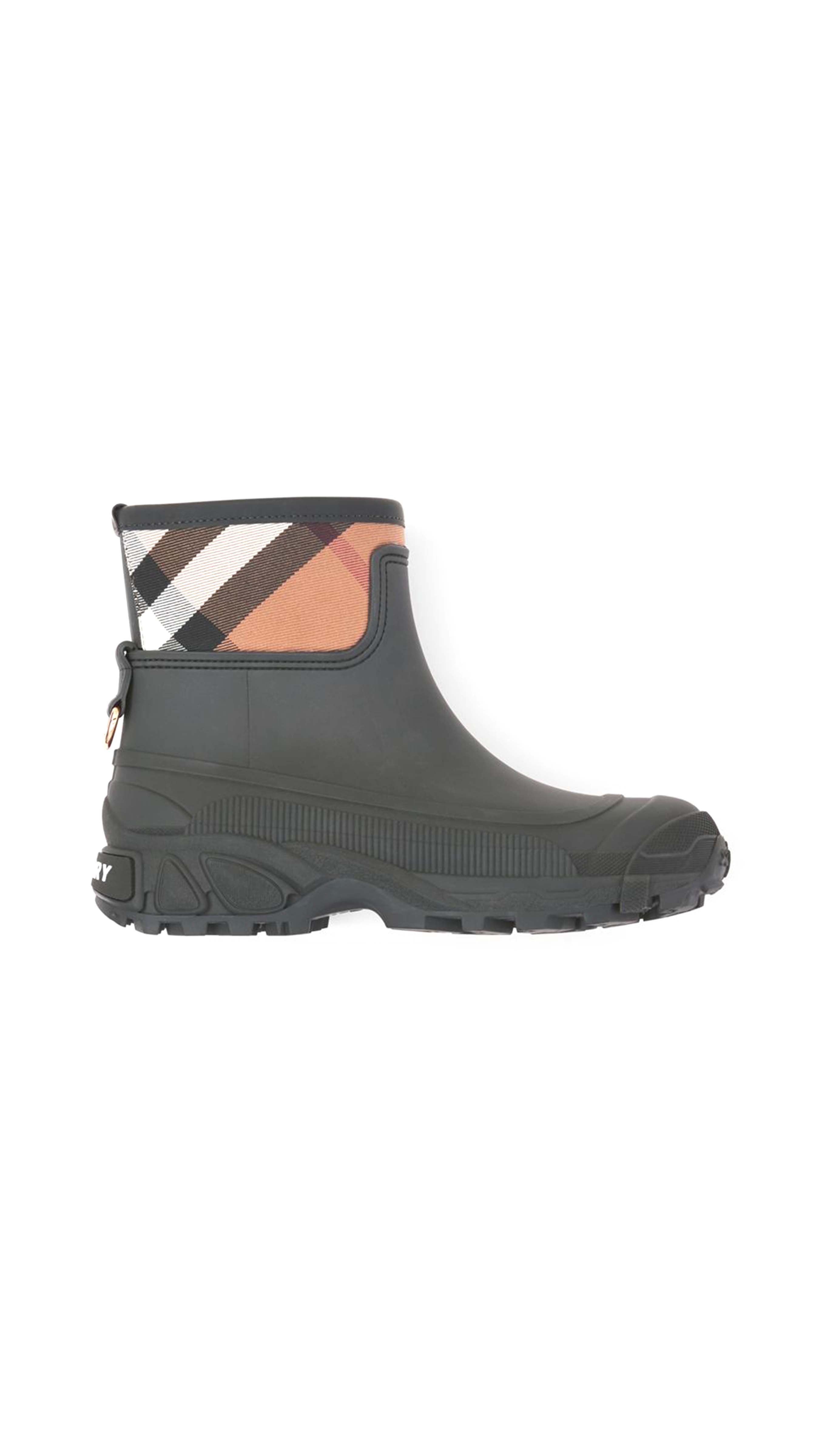 House Check Panel Rain Boots - Black