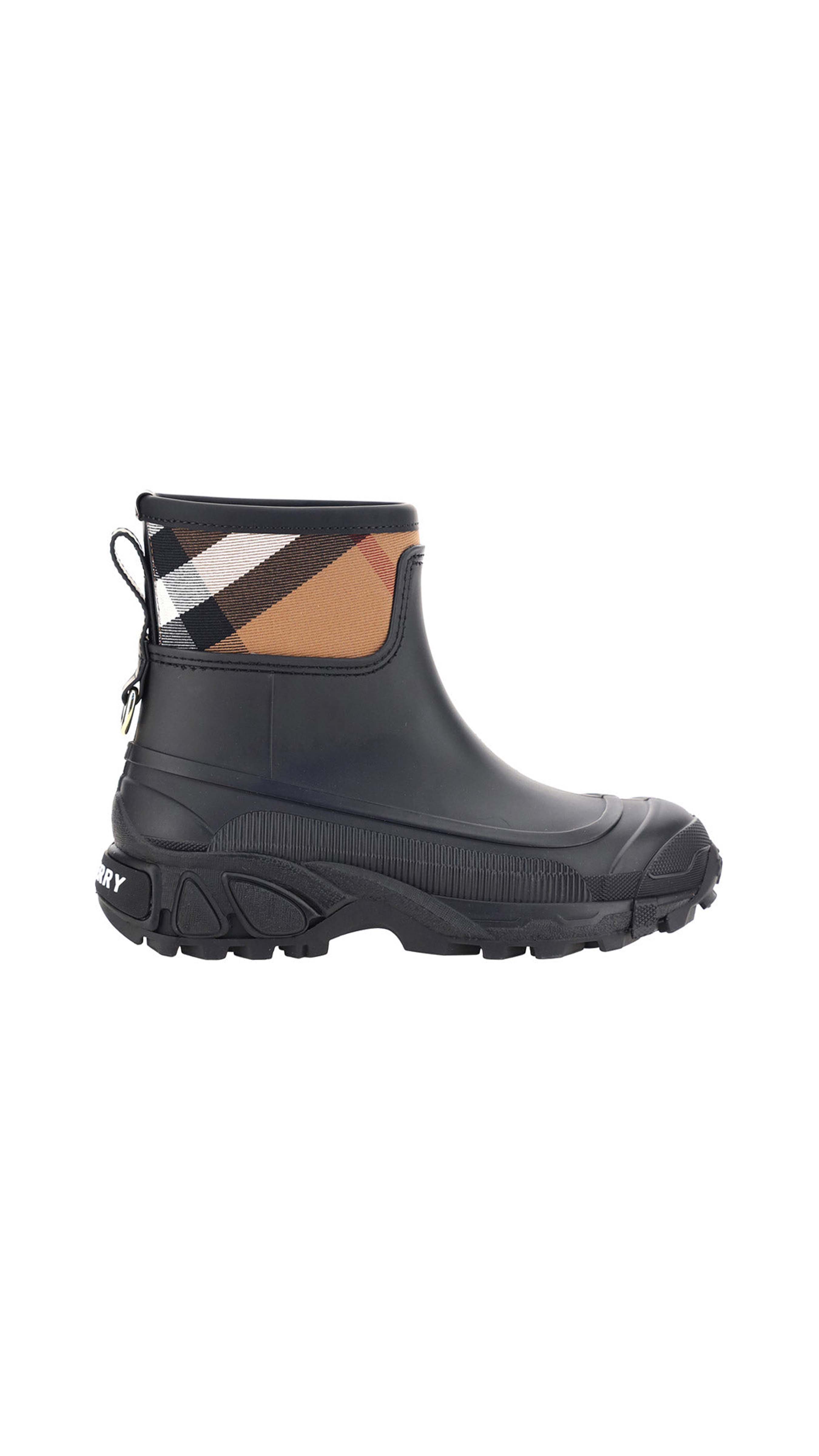 House Check Panel Rain Boots - Black