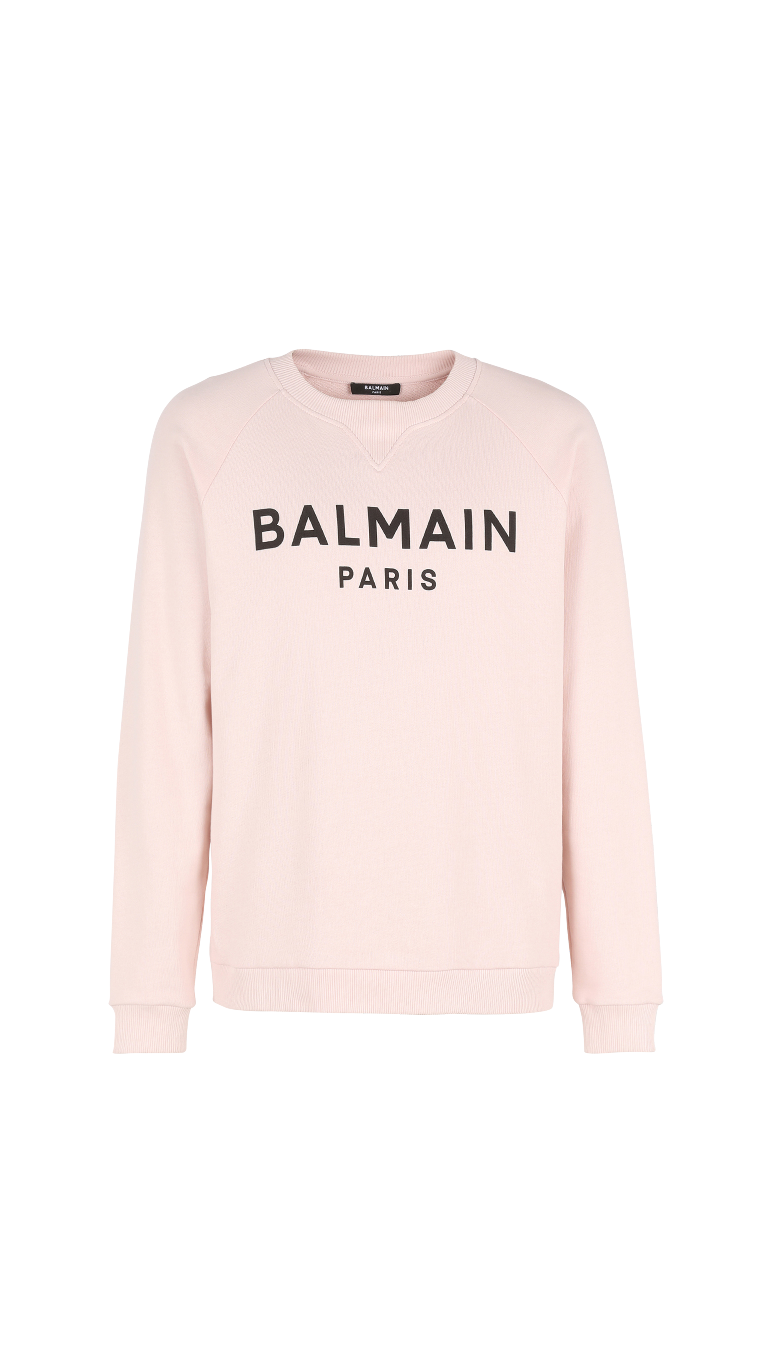 Eco-designed Cotton Sweatshirt with Balmain Paris Logo Print - Pink