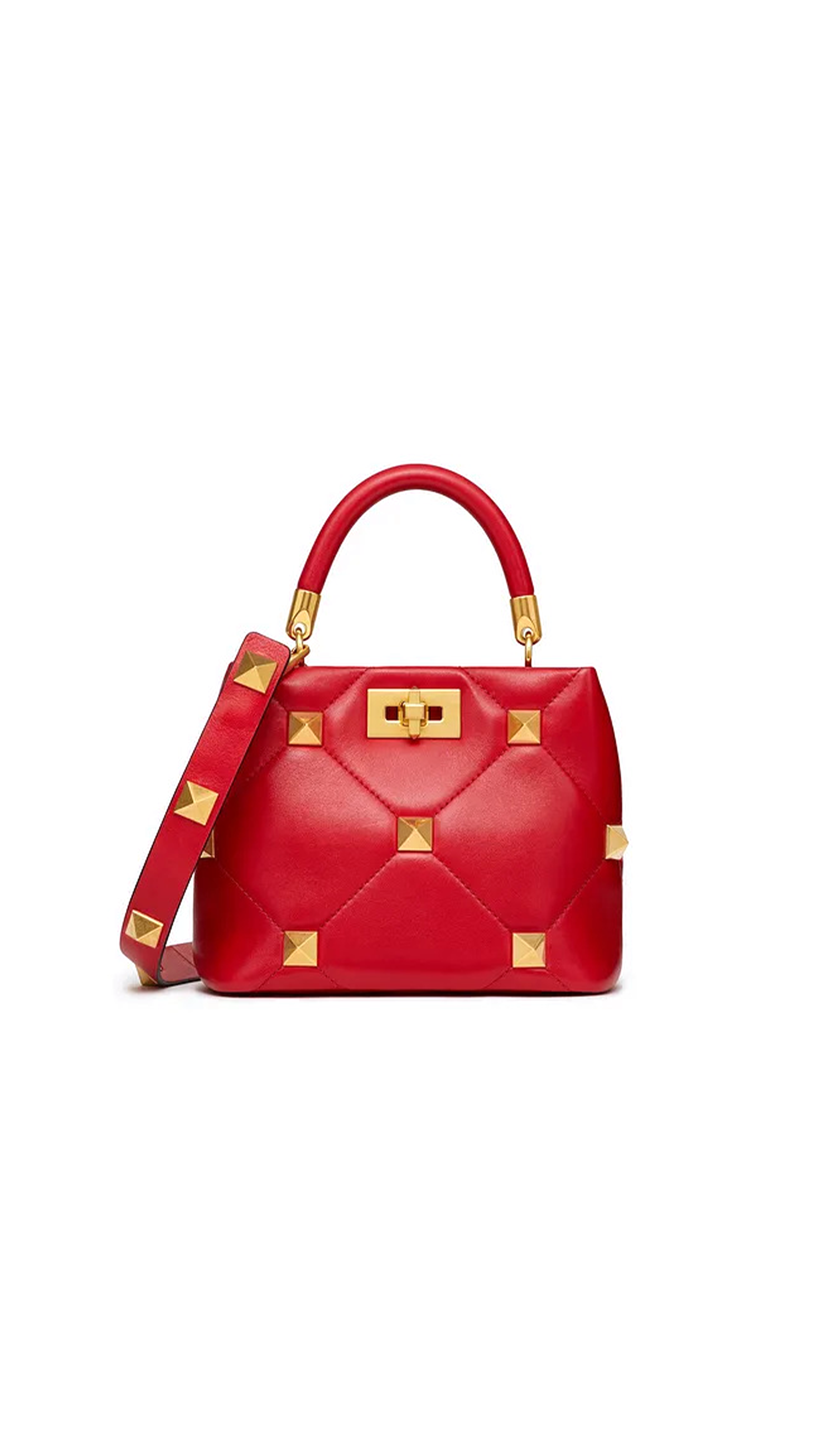 Small Roman Stud The Handle Bag - Red.