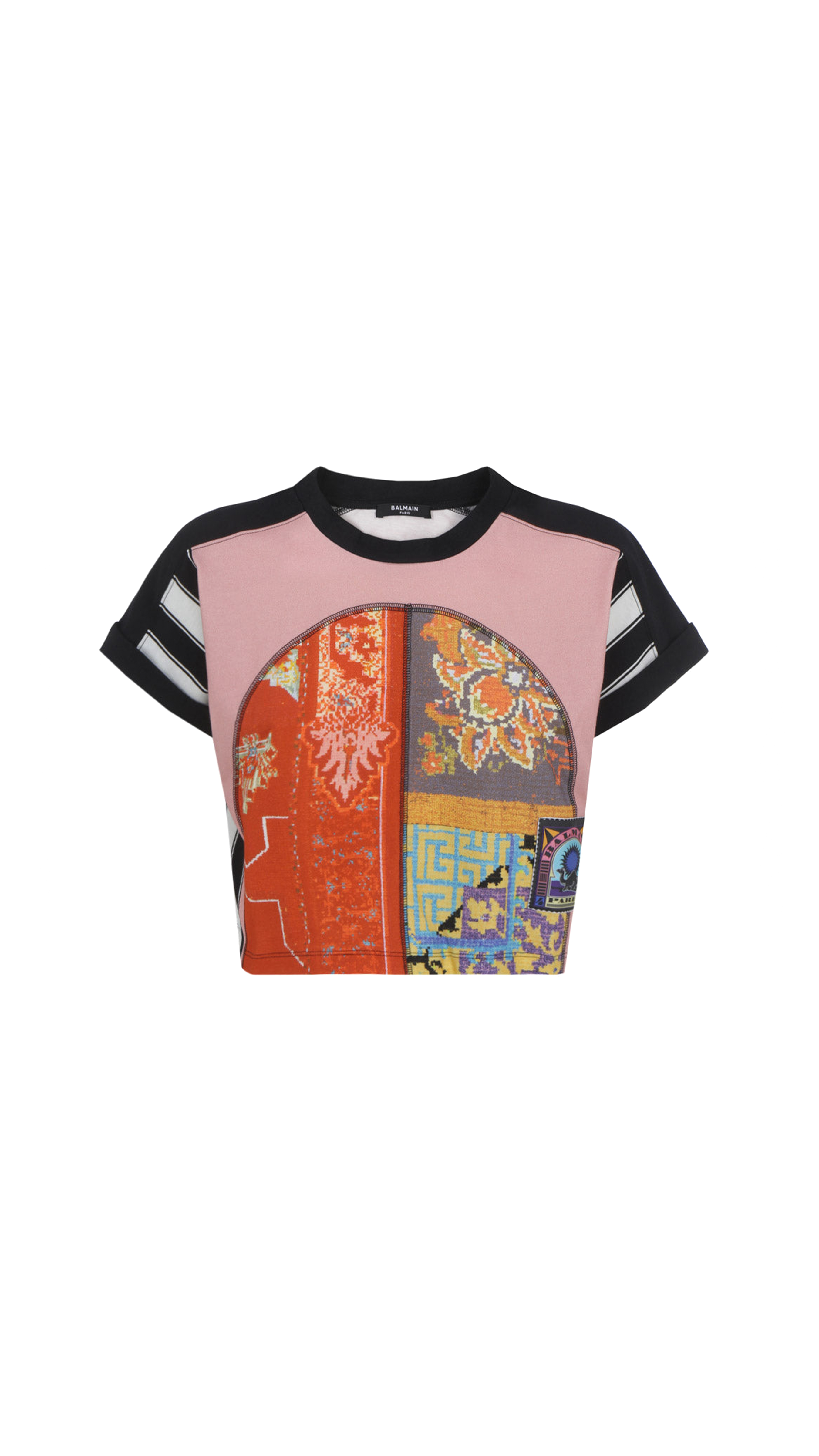 Cropped Cotton T-shirt with Print - Multicolor