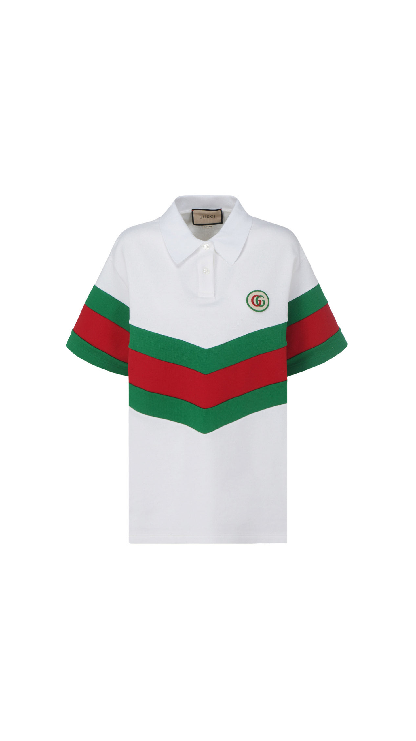 White gucci polo with red and green collar best sale