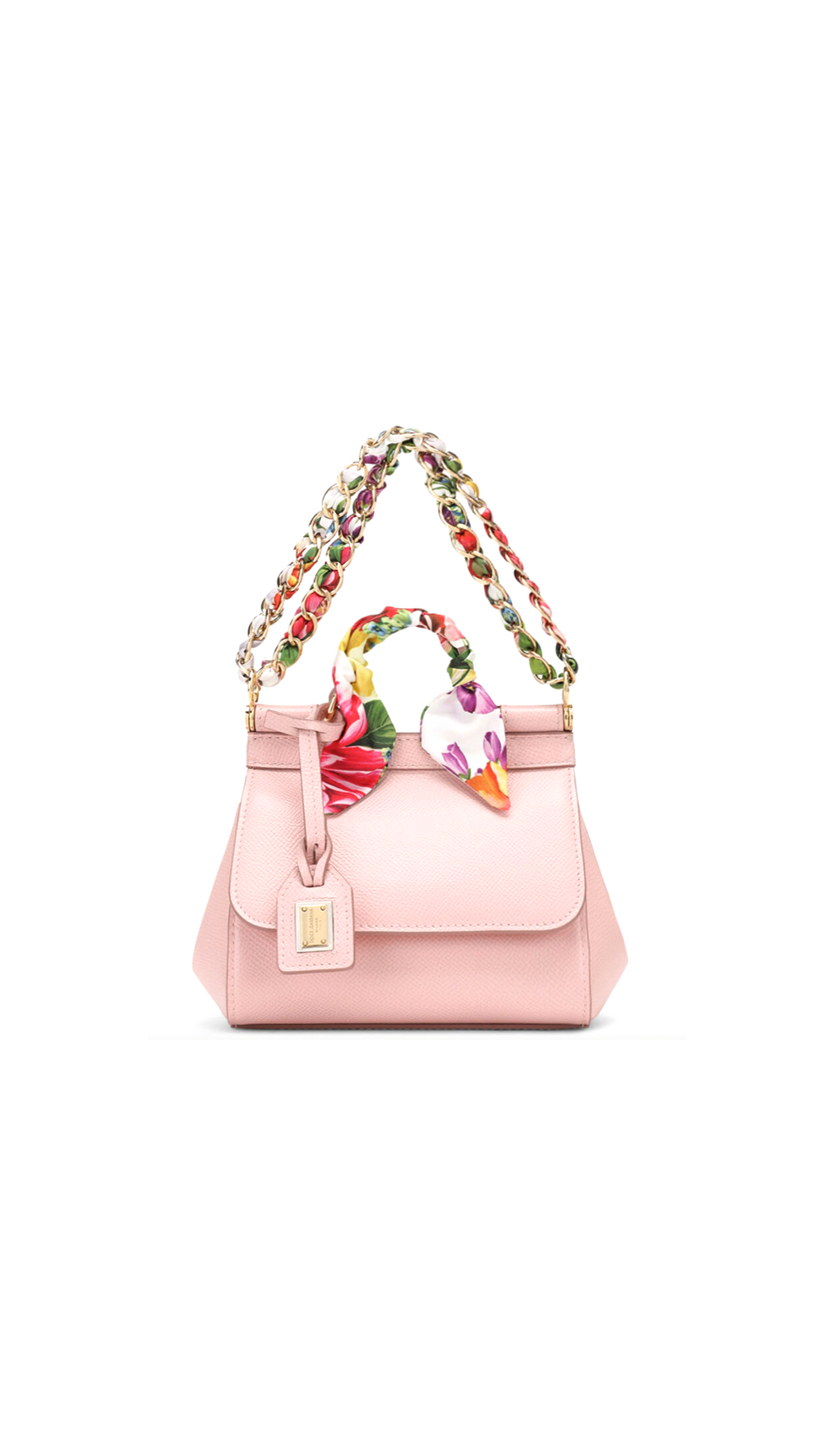Sicily Mini Bag in Dauphine Calfskin with Scarf - Pink