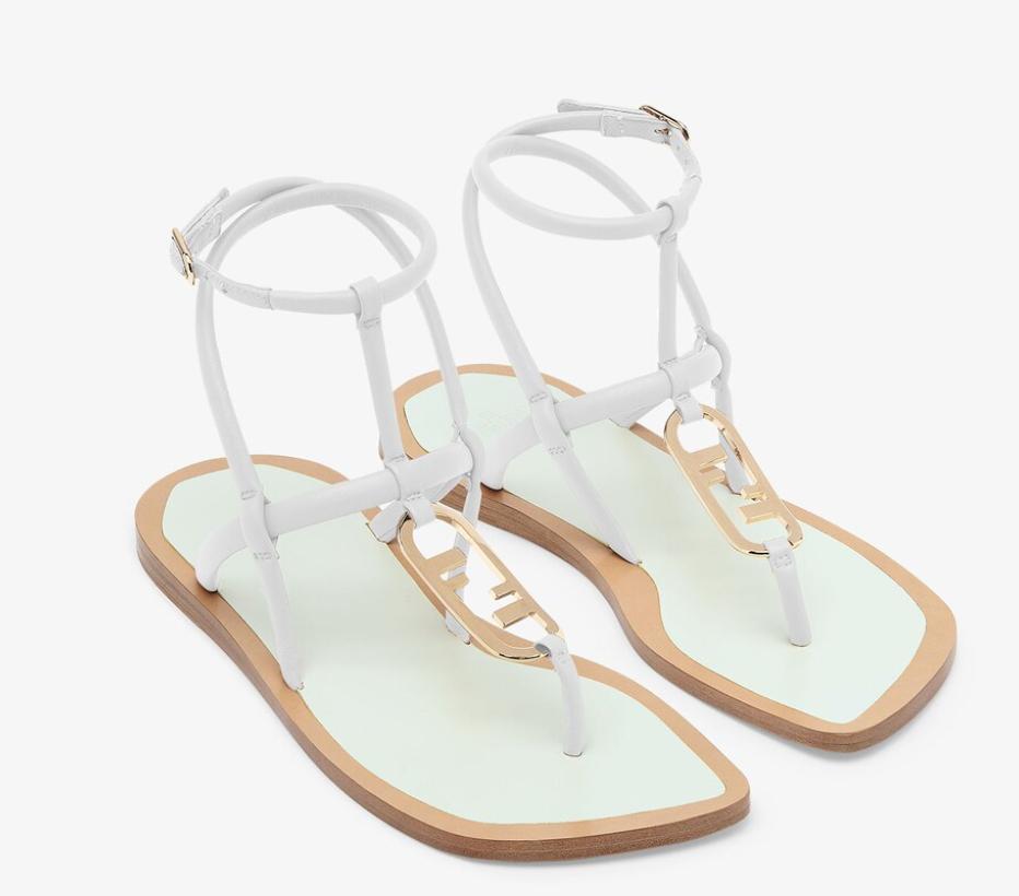 Fendi O’Lock Thong Sandals - White