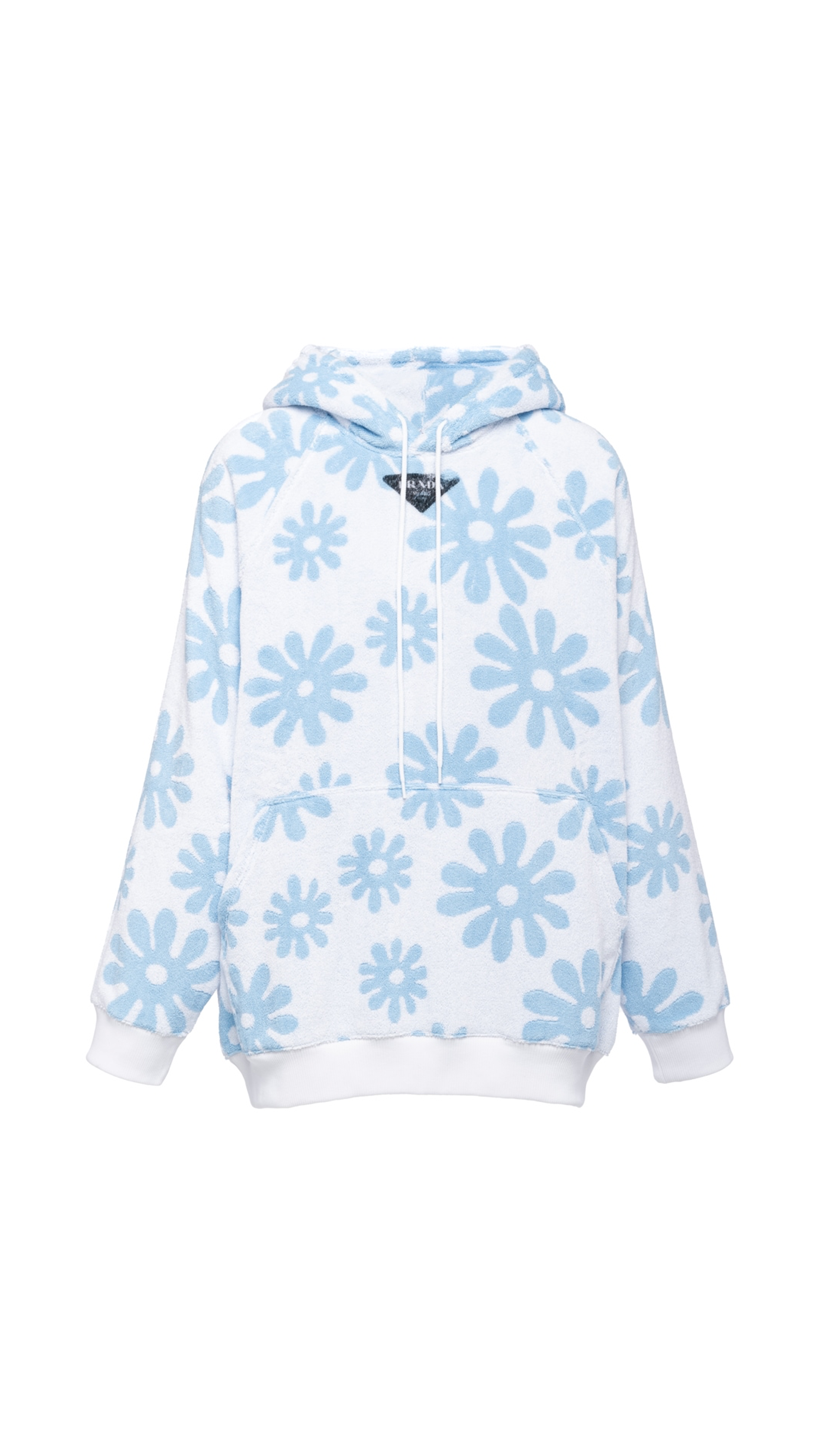 Jacquard Terrycloth Hoodie - Light Blue