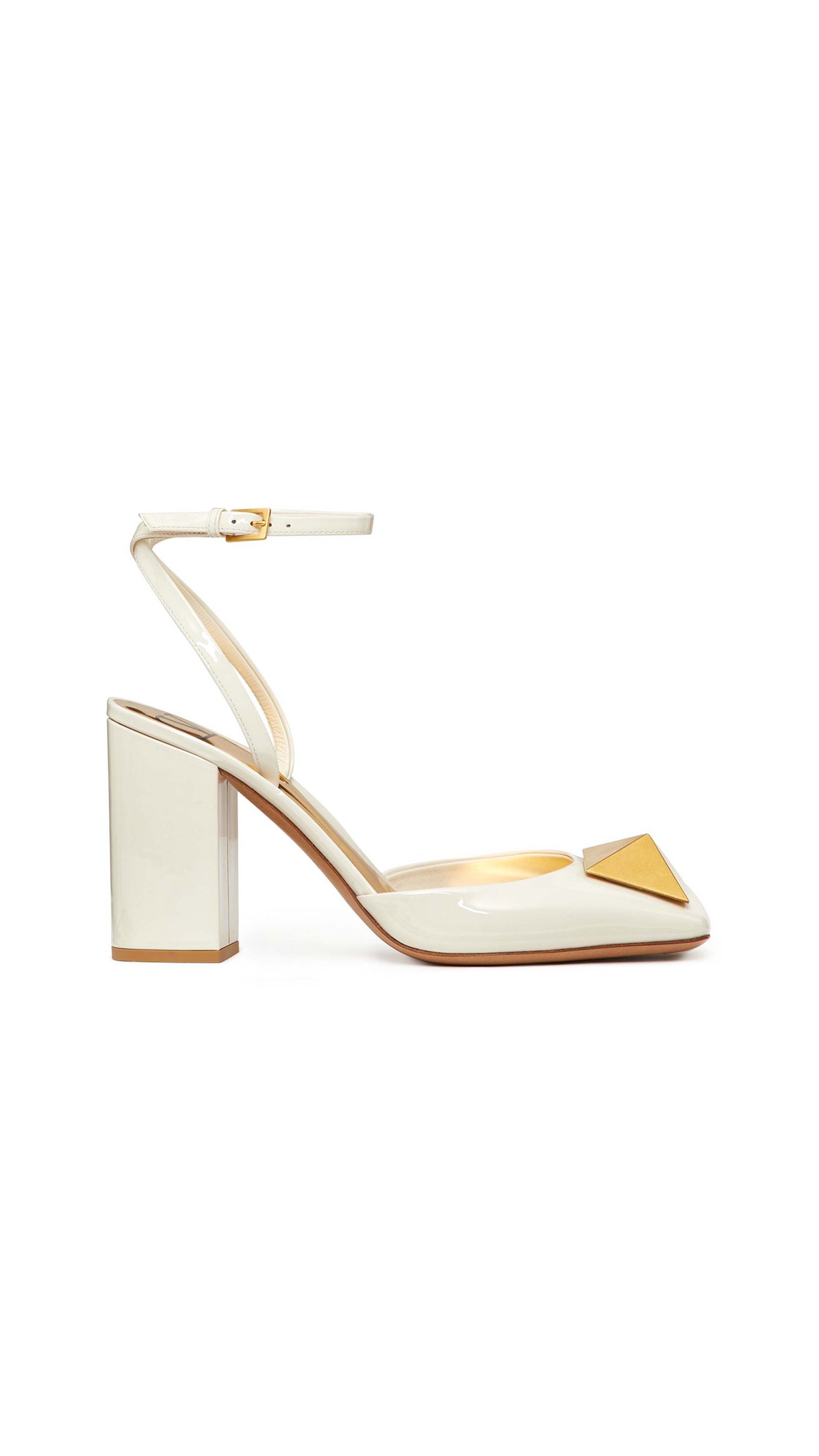 One Stud Pump in Patent Leather 90mm - Light Ivory