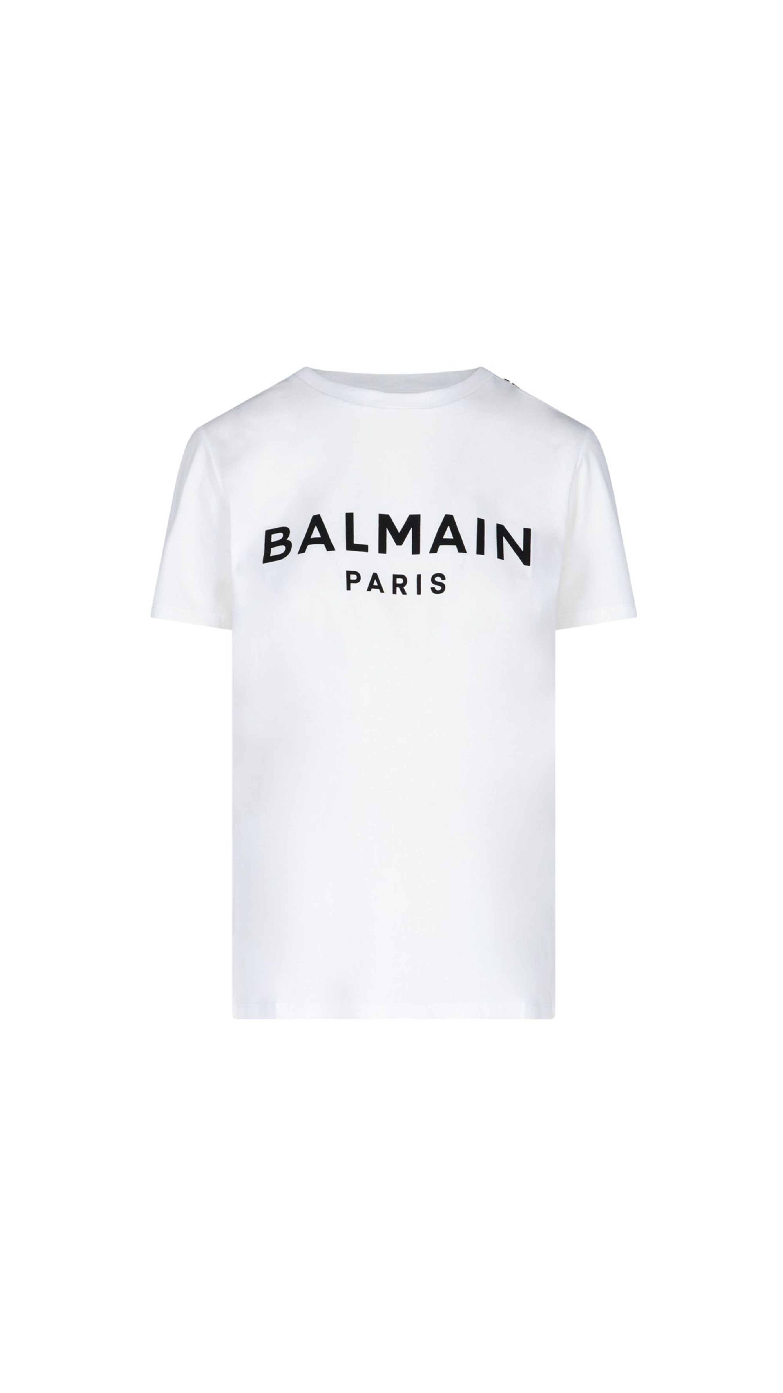 Cotton Printed Balmain Paris Logo T-shirt - White