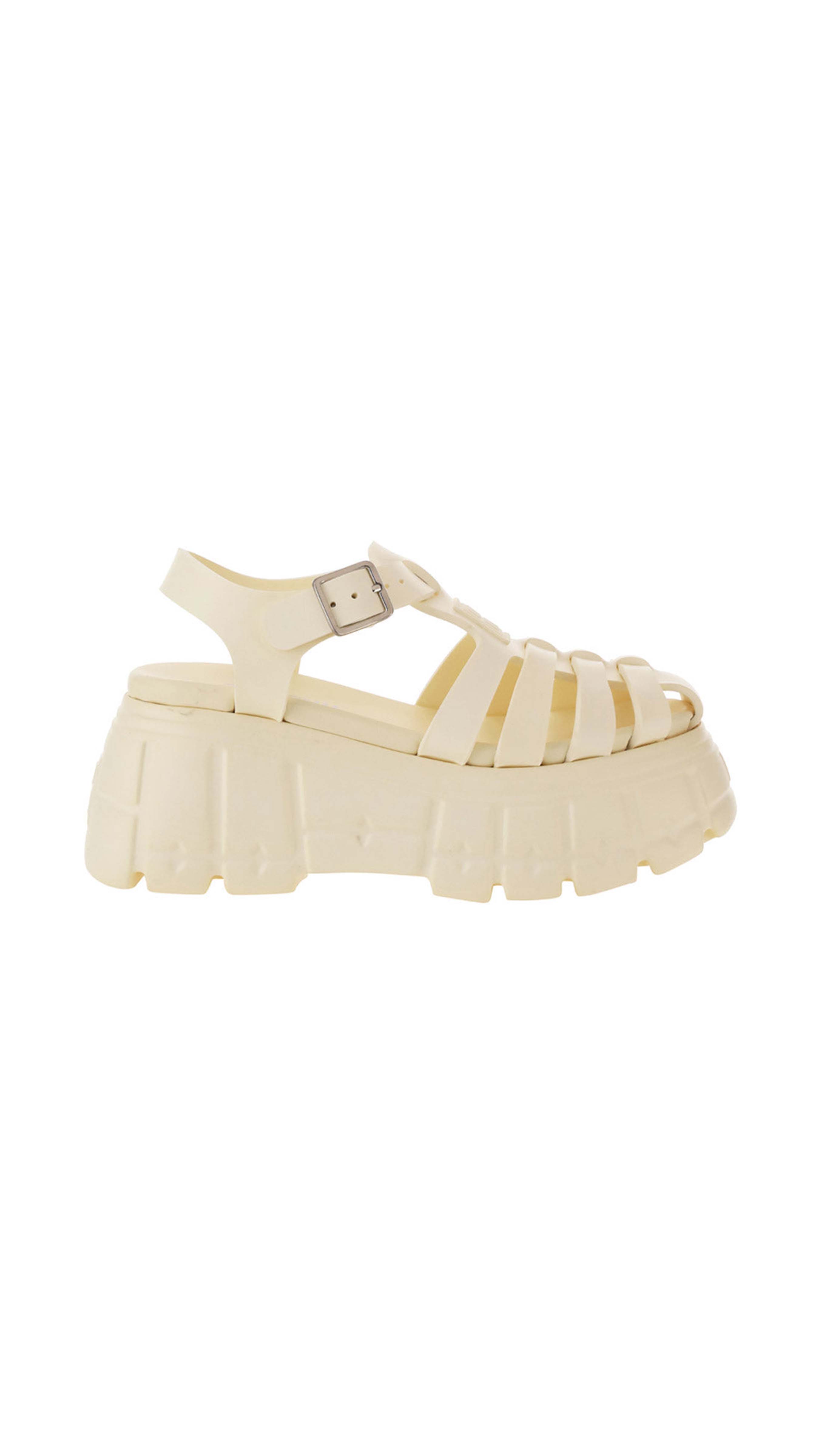 White rubber platform sandals cheap