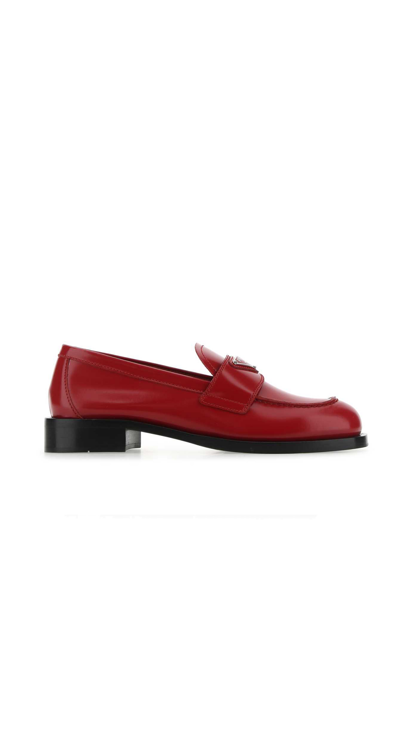 Unlined Brushed Leather Loafers - Red