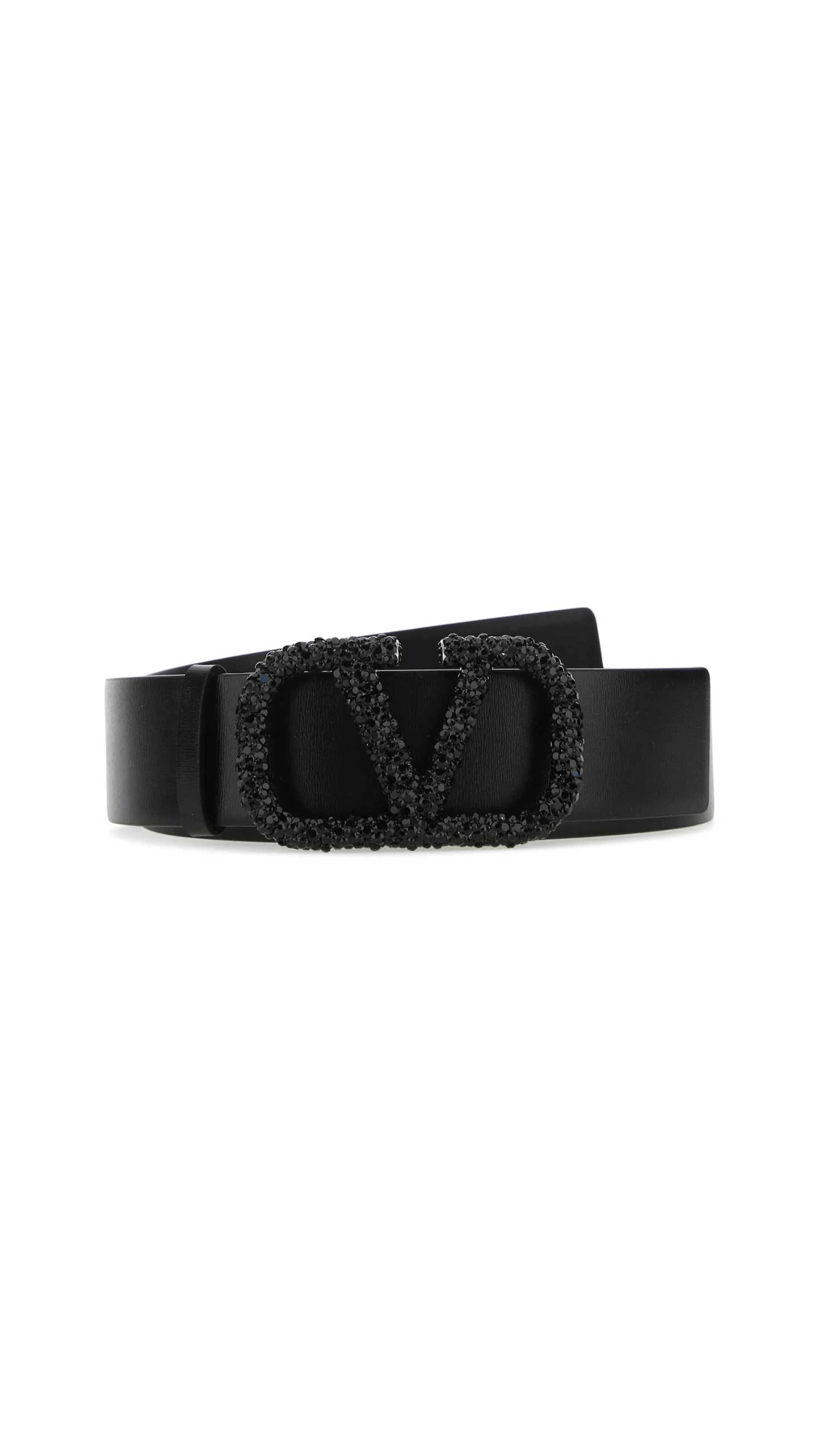 Reversible VLogo Signature Belt In Metallic Calfskin 40 MM - Black