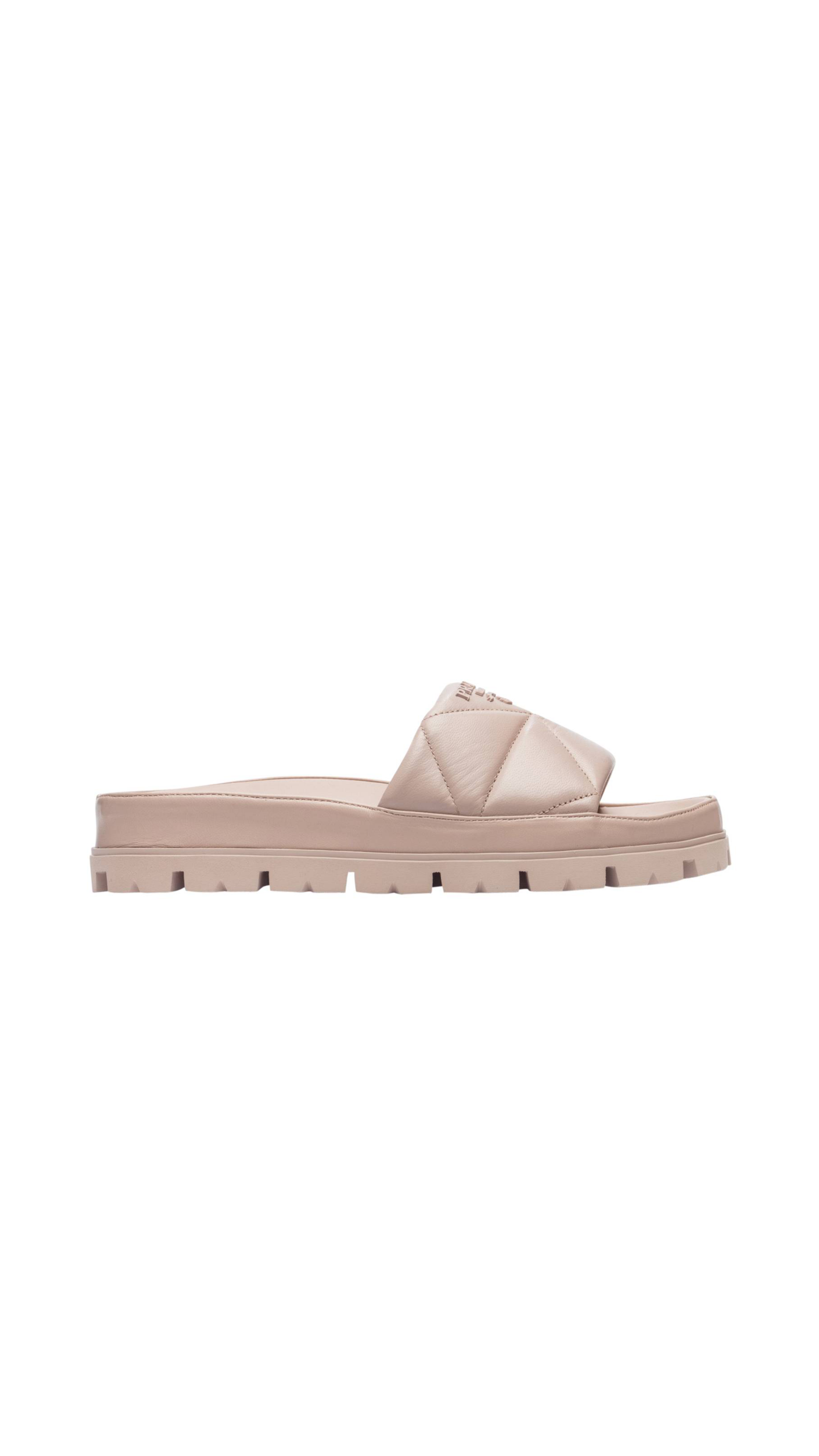 Quilted Nappa Leather Slides - Light Pink