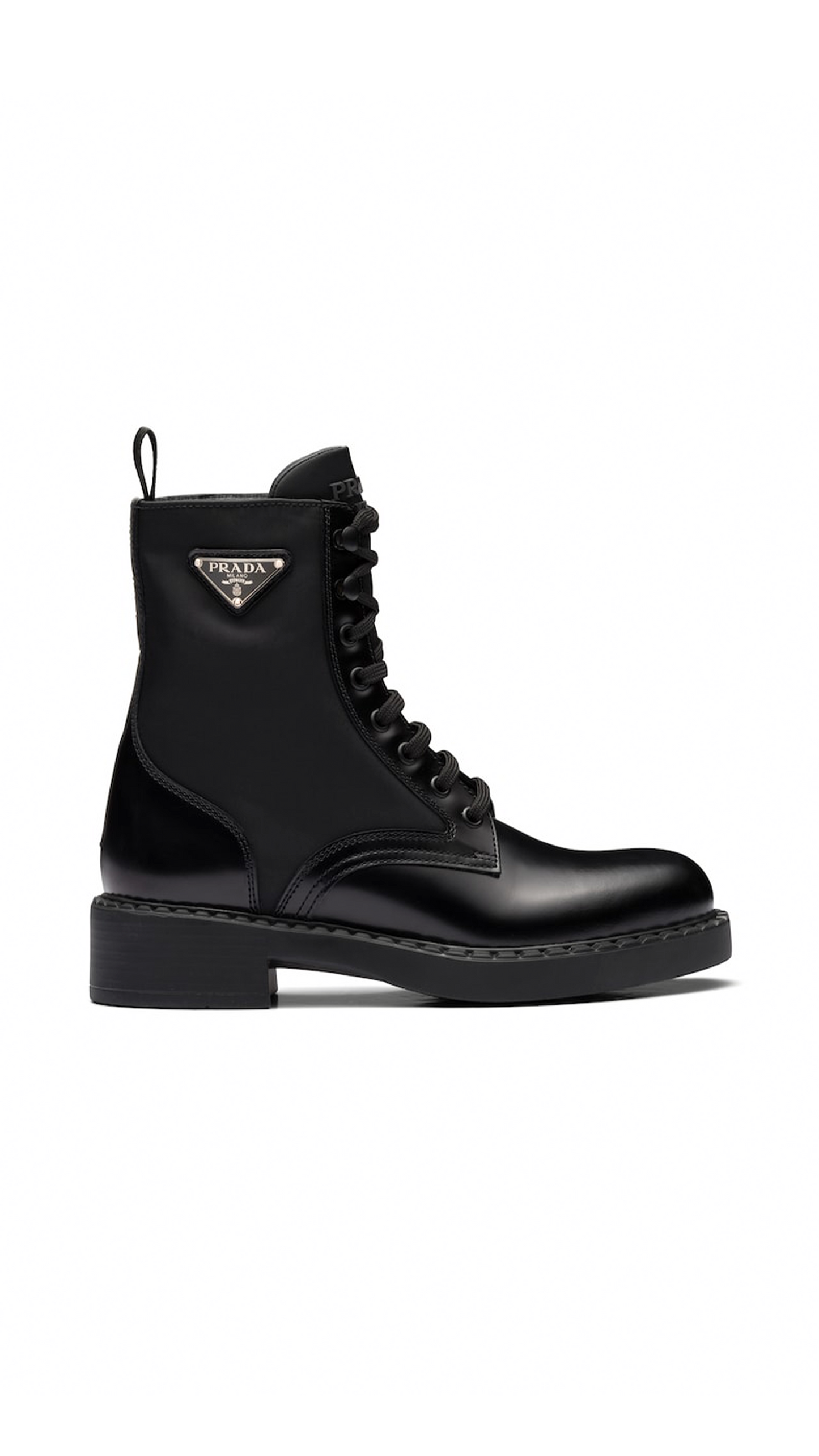 Brushed Leather and Re-Nylon Boots - Black