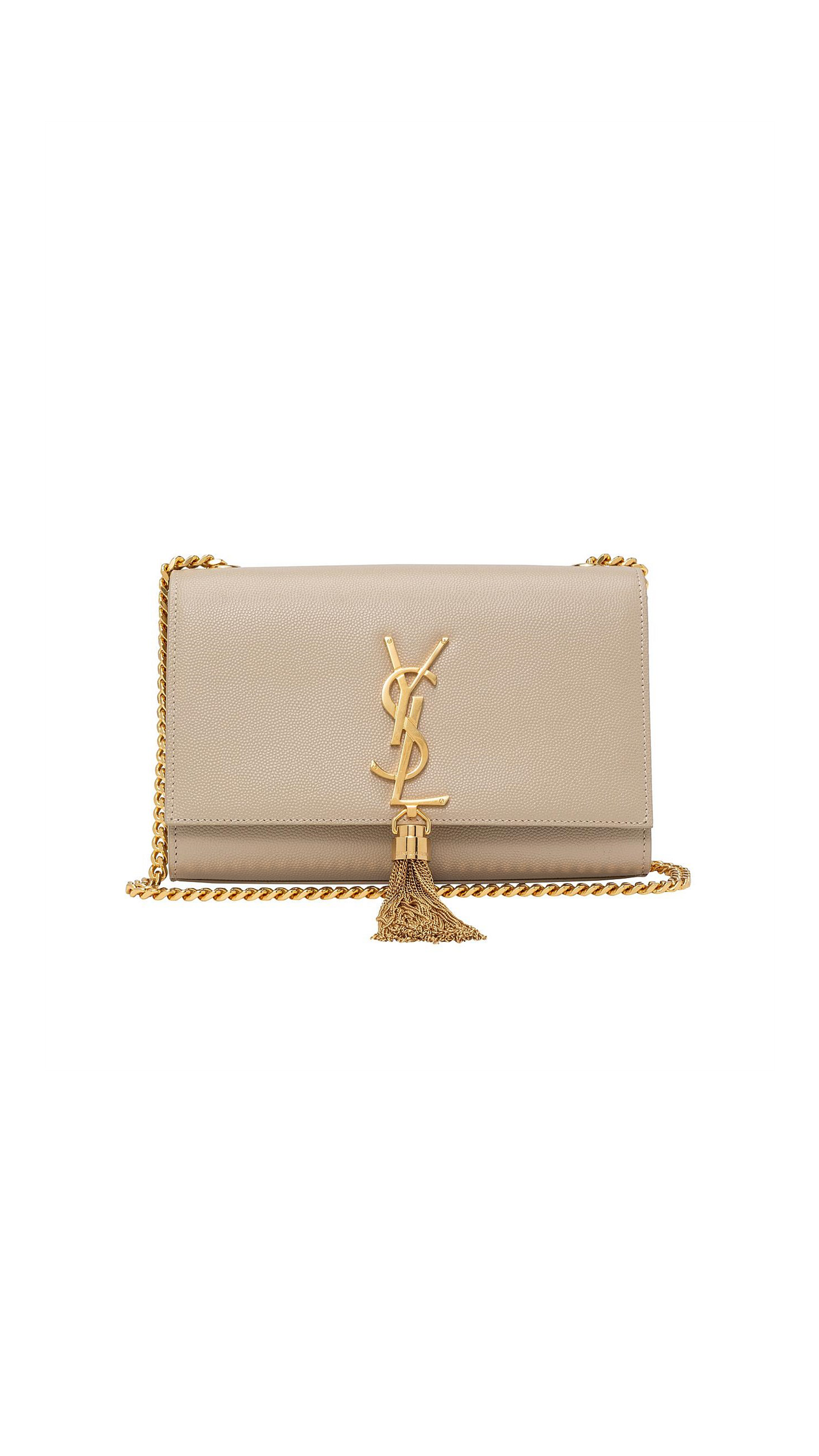 kate chain wallet with tassel in grain de poudre embossed leather