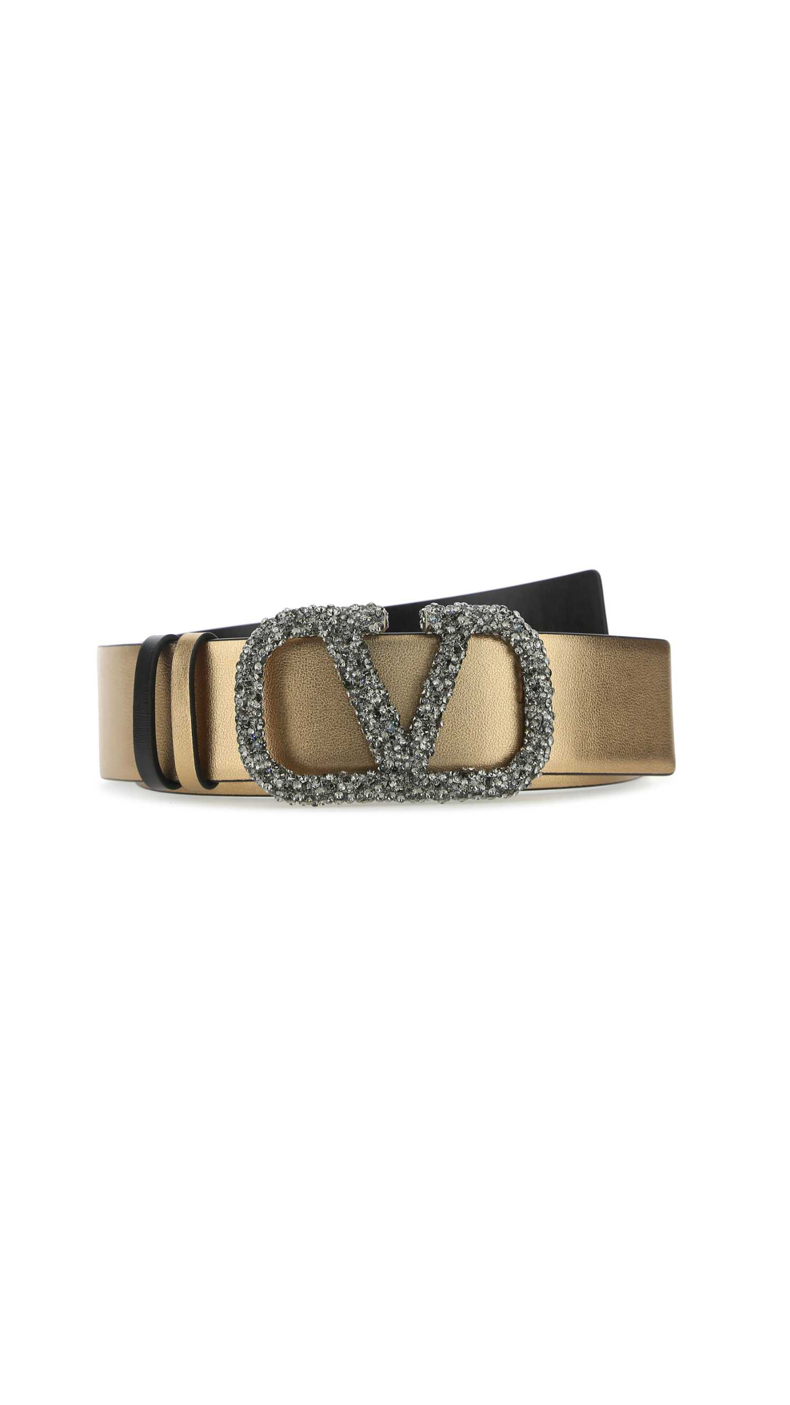 Reversible VLogo Signature Belt In Metallic Calfskin 40 MM - Gold / Black