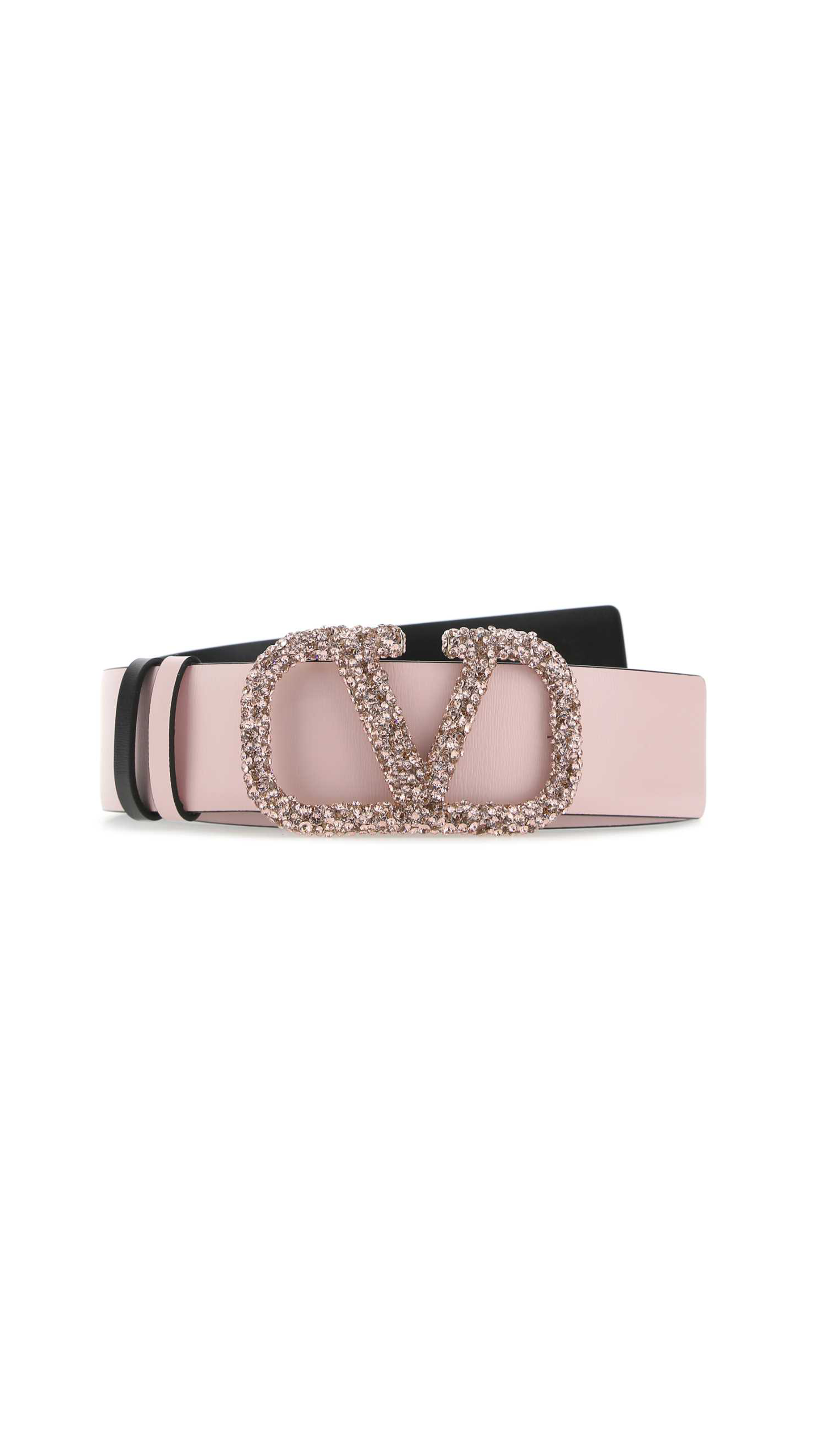 Reversible VLogo Signature Belt In Metallic Calfskin 40 MM - Pink / Black