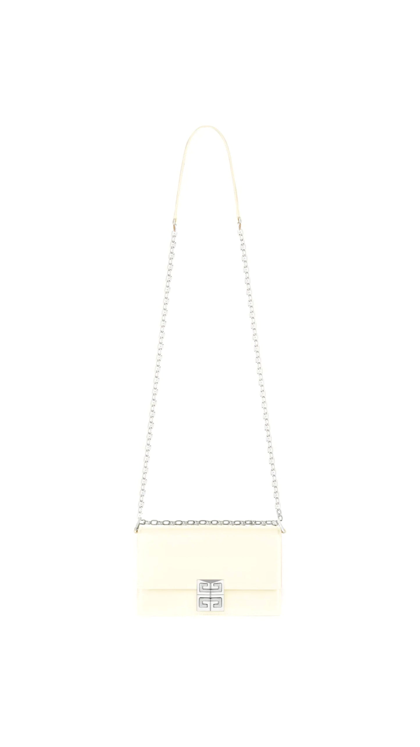 Small 4g Bag In Box Leather With Chain - Ivory