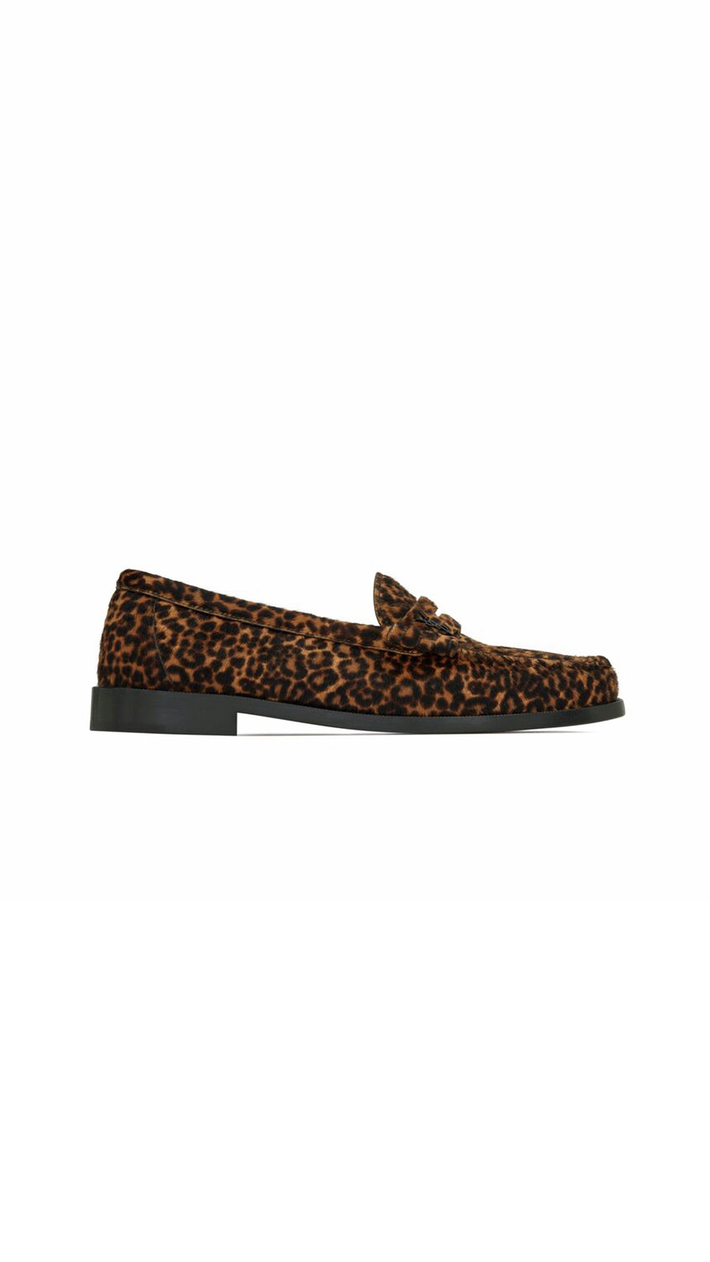 Le Loafer Monogram Penny Slippers in Leopard-Print Pony-Effect Leather