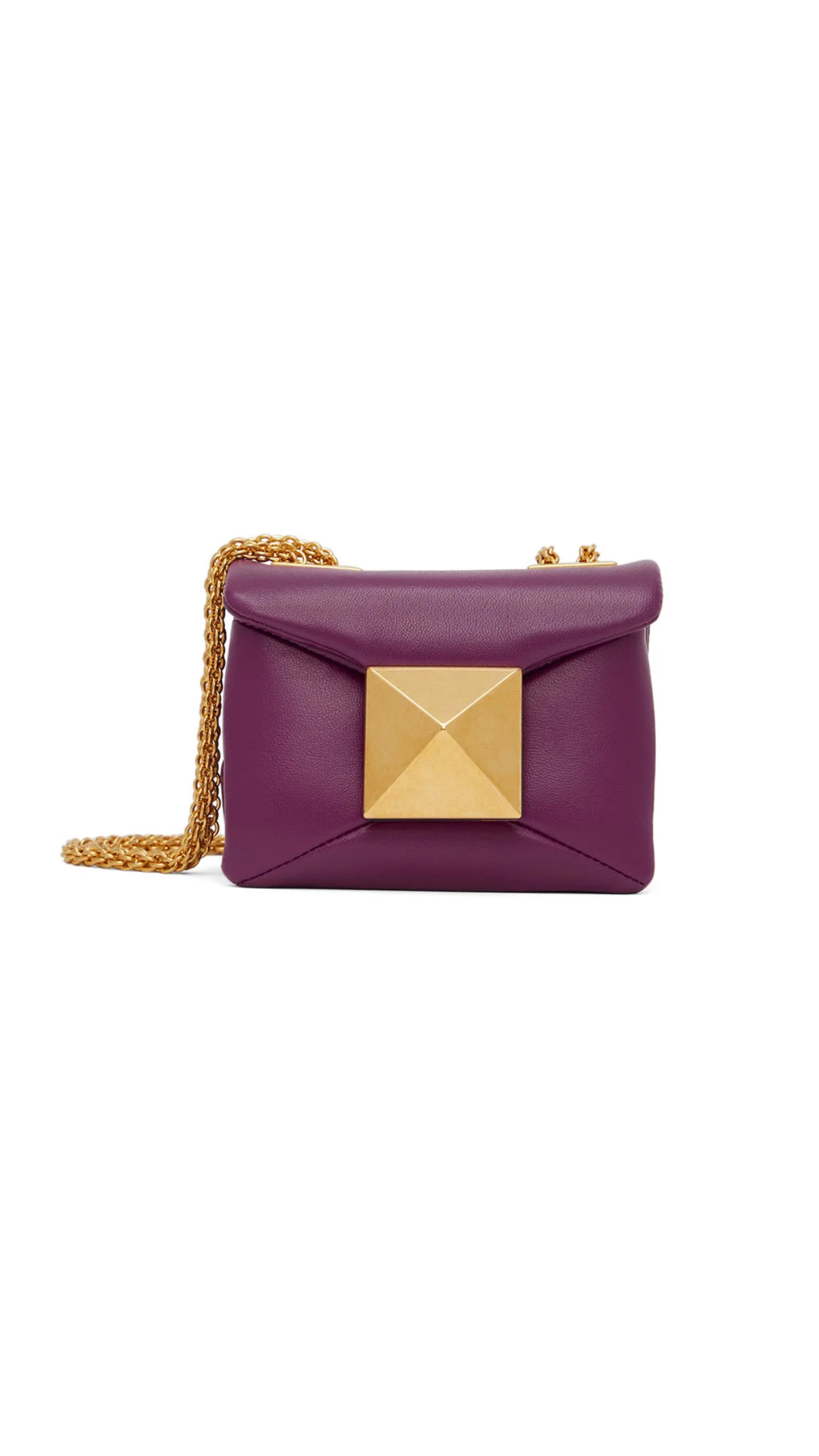 ONE STUD NAPPA MICRO BAG WITH CHAIN - PURPLE