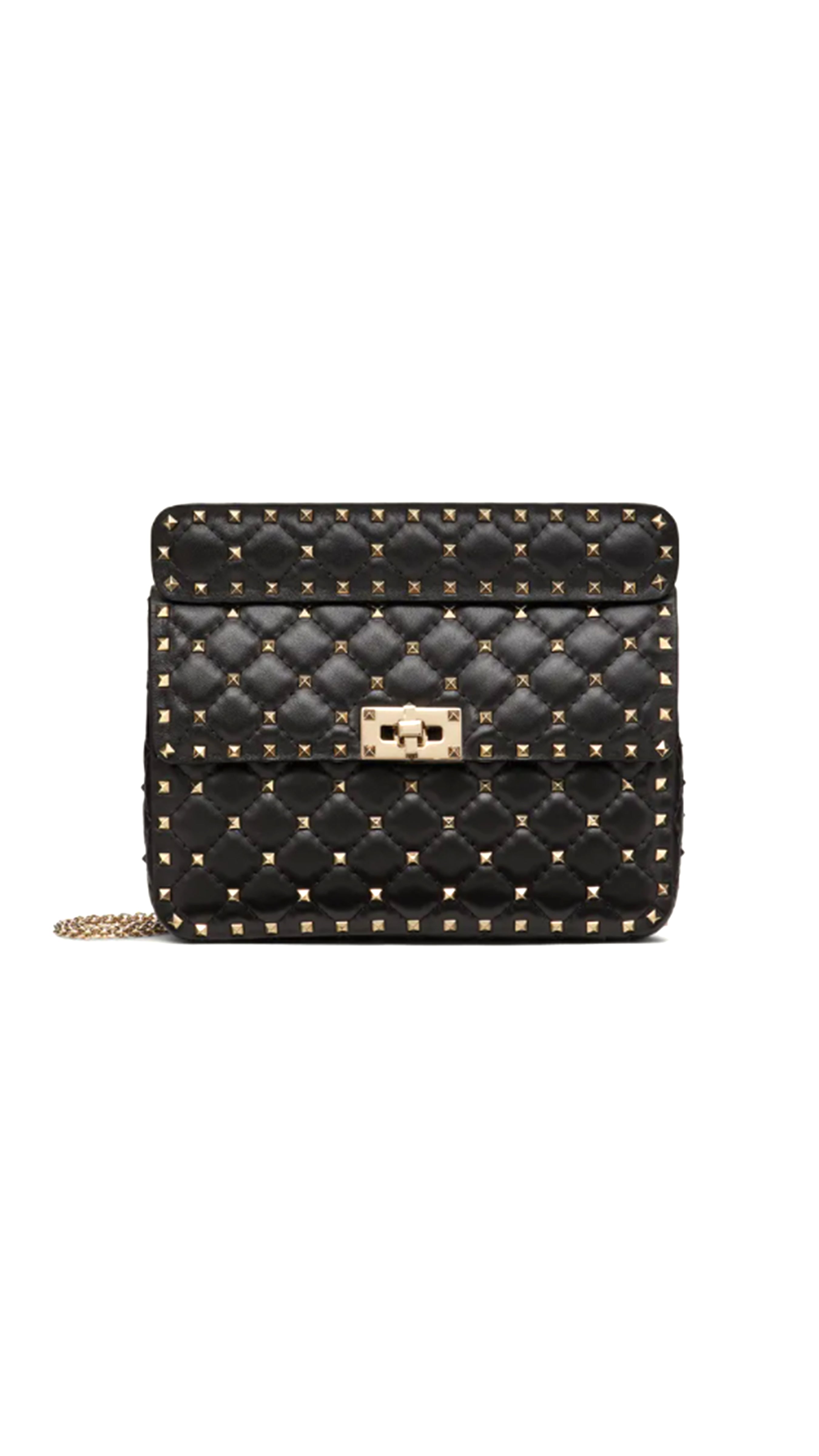 Medium Rockstud Spike Nappa Leather Bag - Black