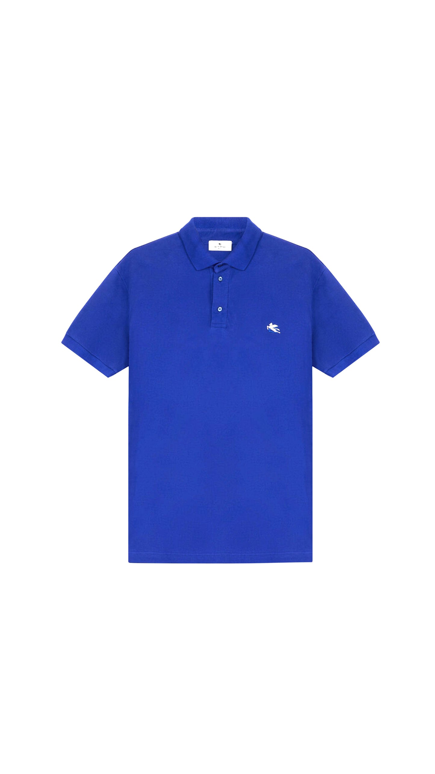 Piquet Polo Shirt With Embroidered Pegaso - Blue