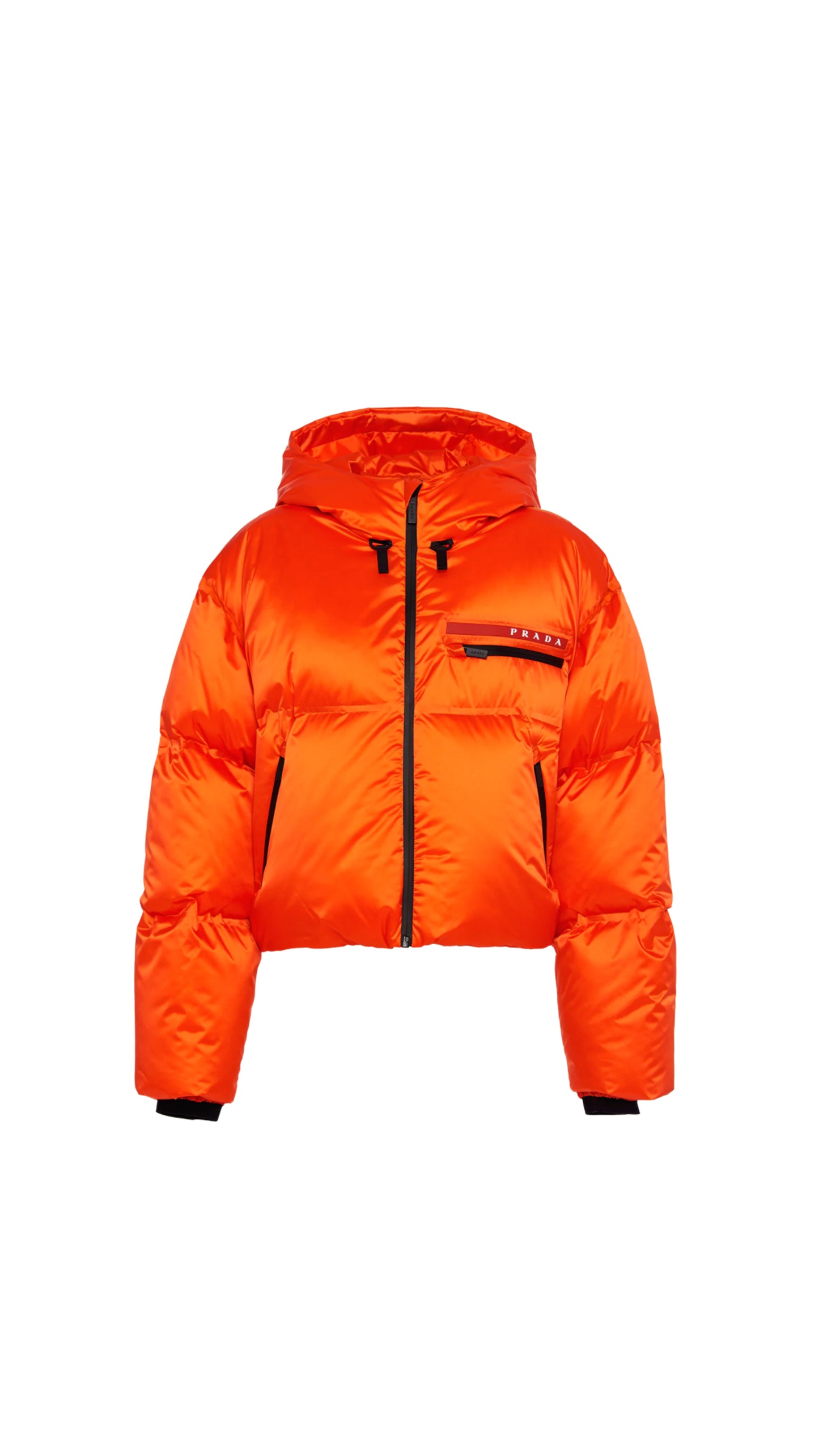 Cropped Technical Nylon Down Jacket - Orange