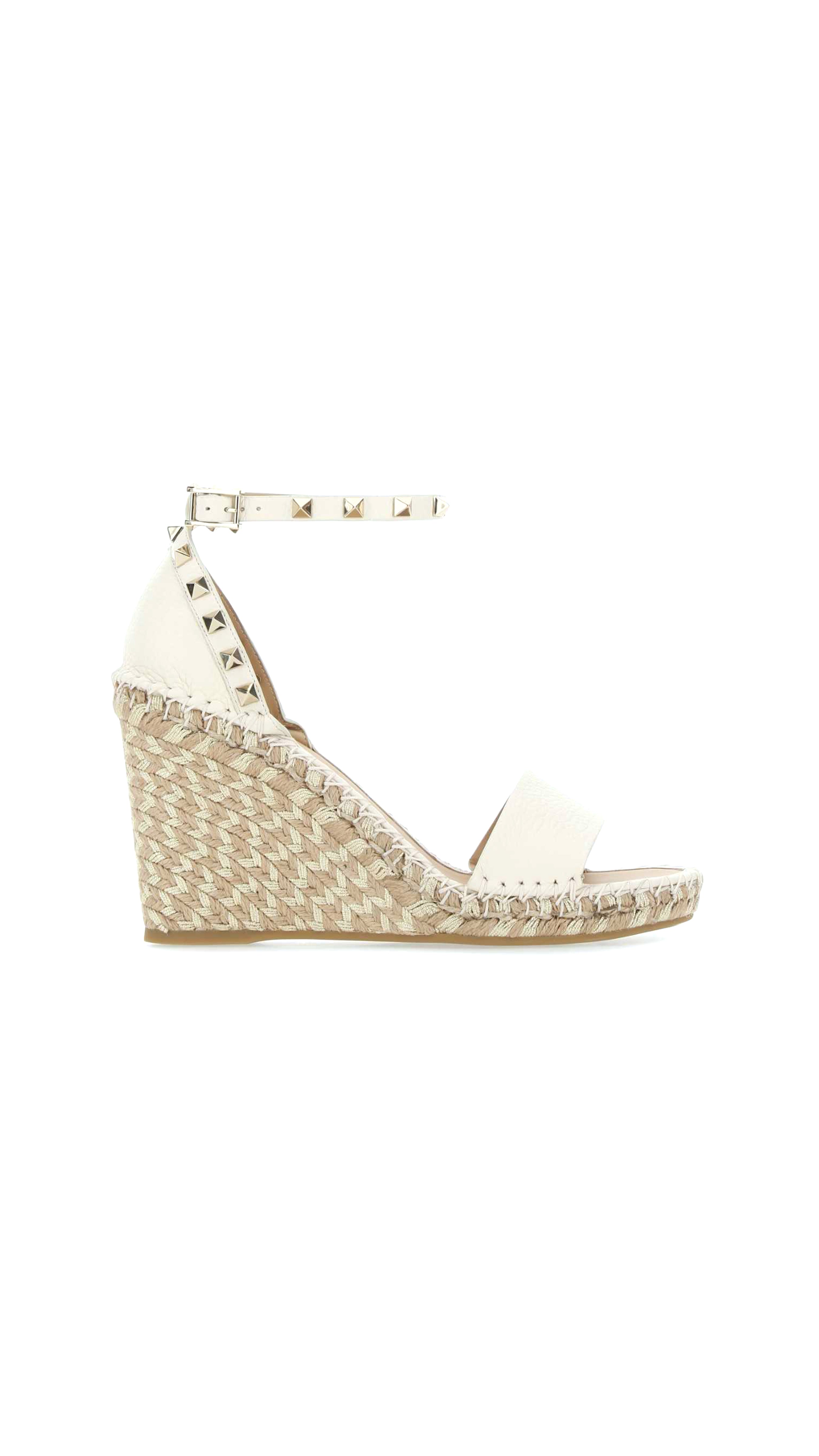 Rockstud Wedge Sandals 105MM - Light Ivory