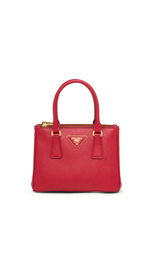 Small Saffiano Leather Prada Galleria Bag - Red