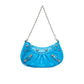 Le Cagole Mini Purse With Chain Crocodile Embossed With Rhinestones - Blue