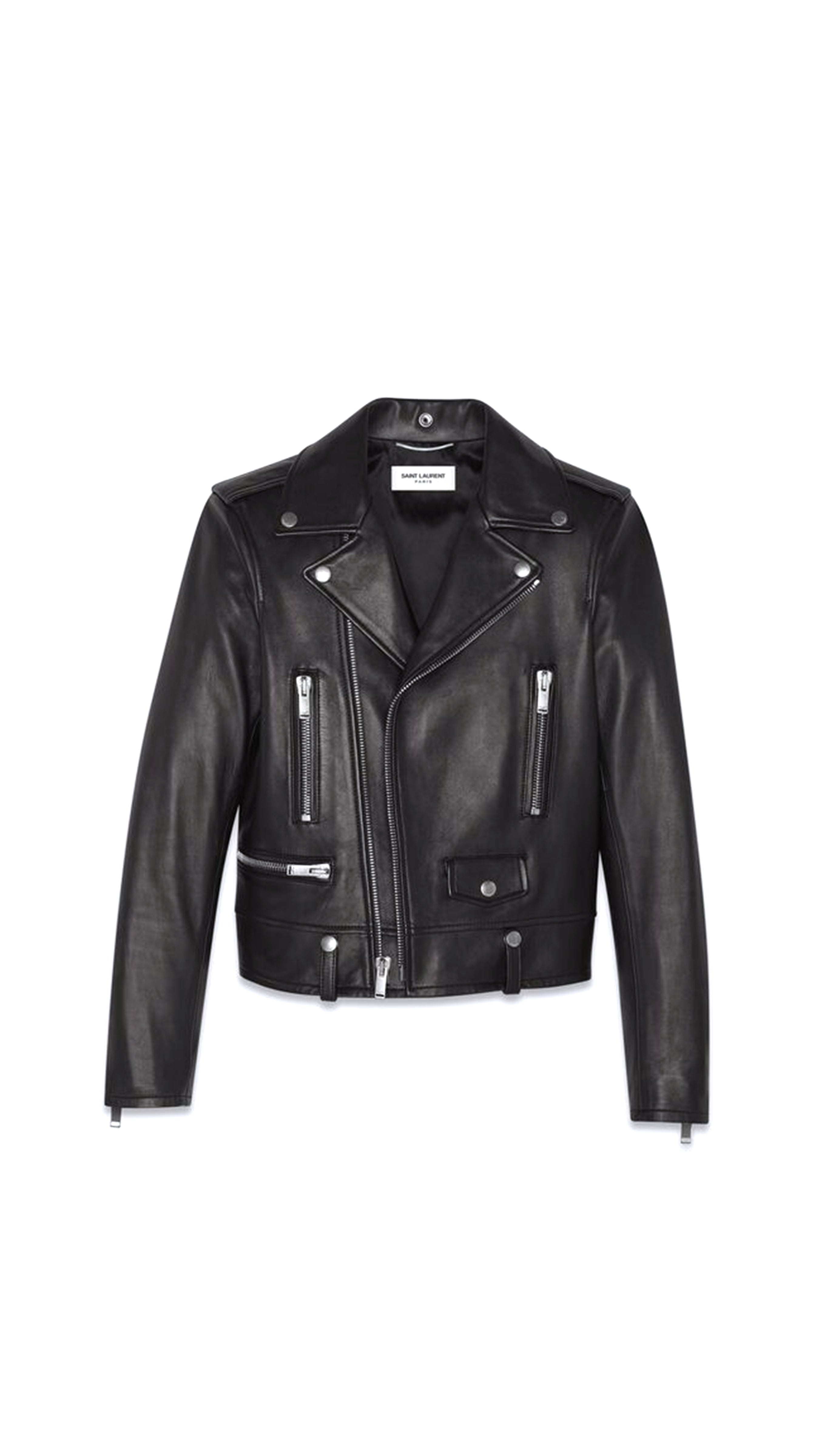 Motorcycle Jacket In Plunged Lambskin - Black