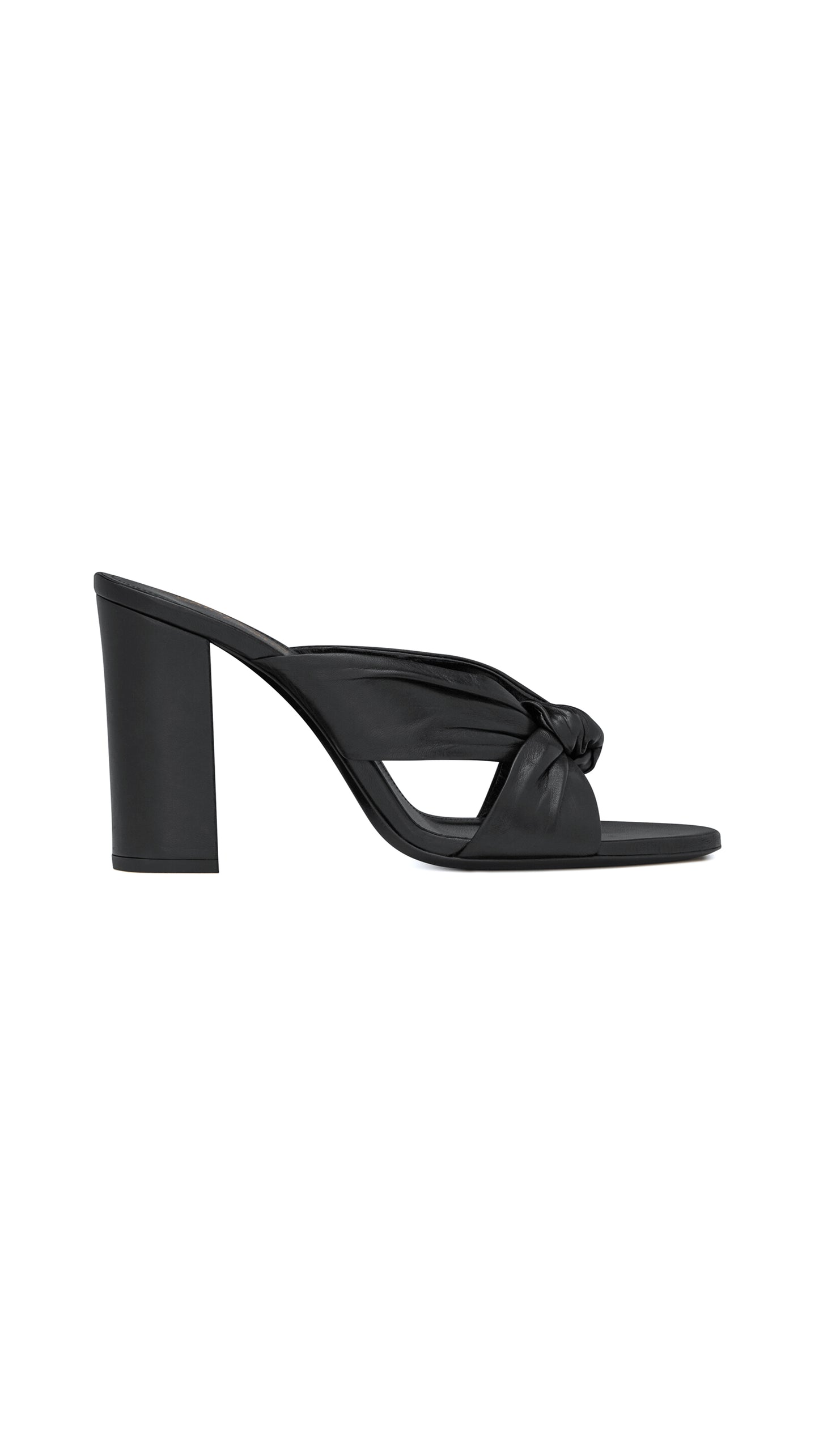 Bianca Heeled Mules In Smooth Leather - Black