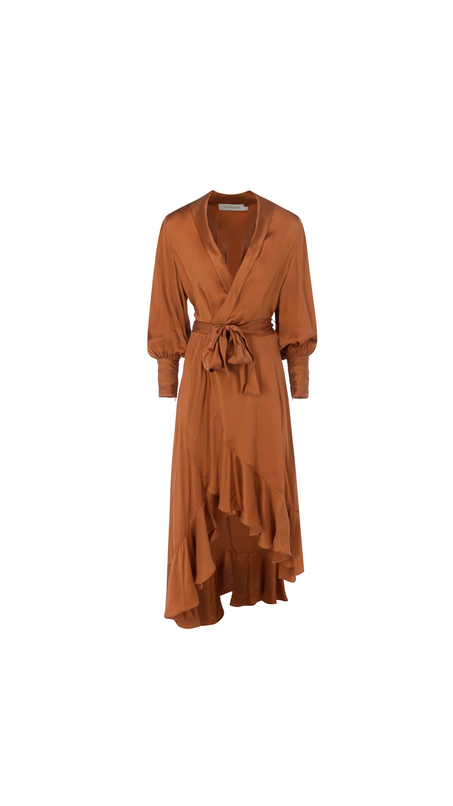 Silk Wrap Midi Dress - Camel