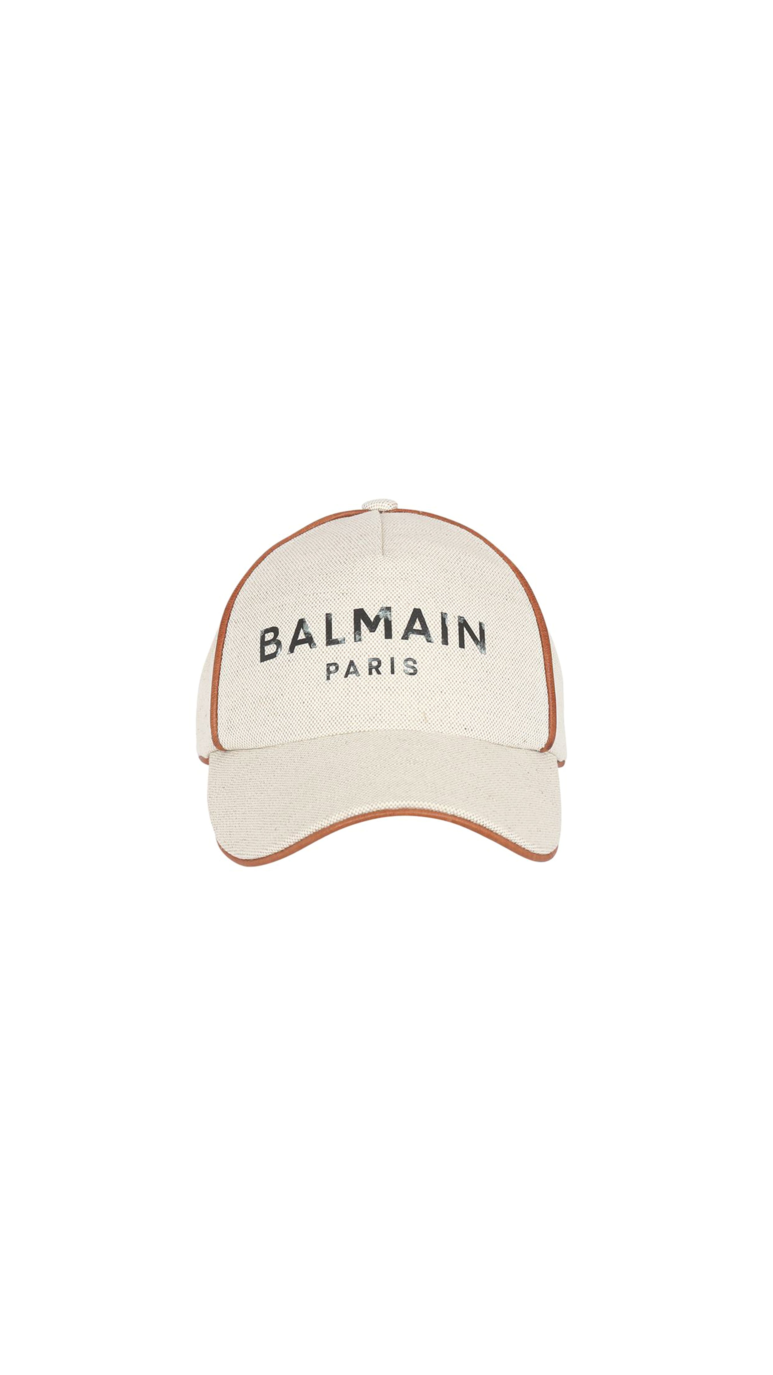 Ecru Cotton B-Army Cap With Brown Balmain Logo - Neutral