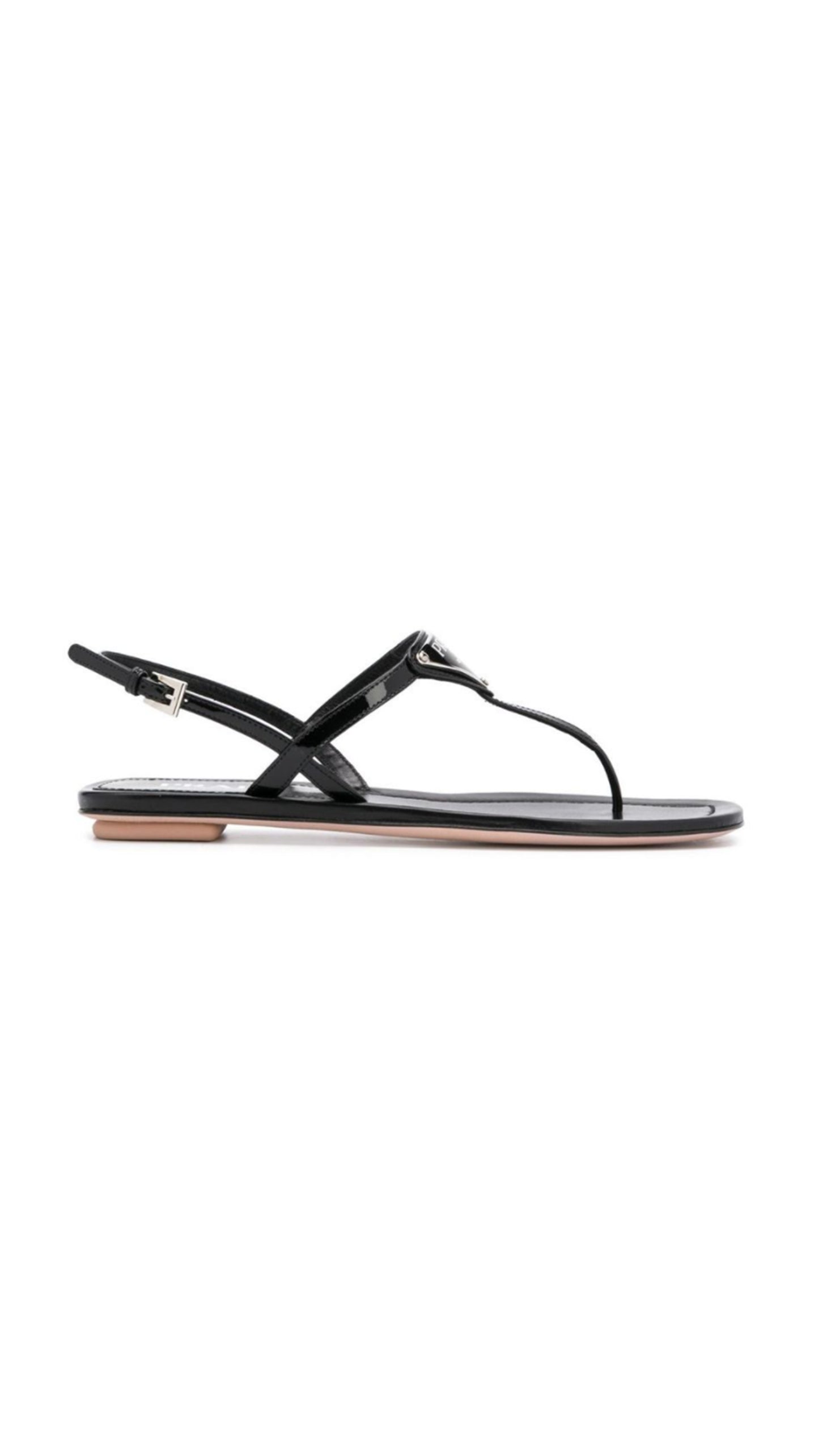 Strappy Thong Sandals - Black.