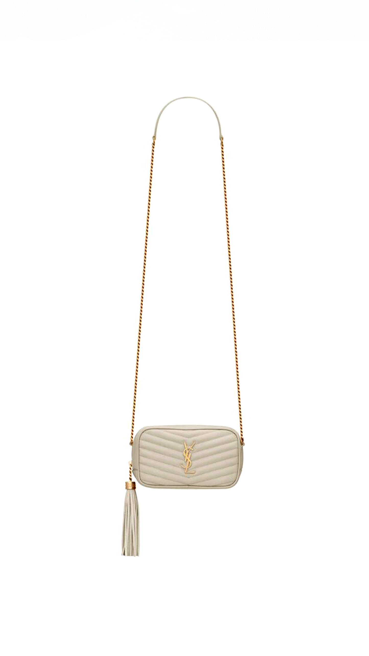 Lou Mini Bag In Quilted Grain De Poudre Embossed Leather - Blanc Vintage