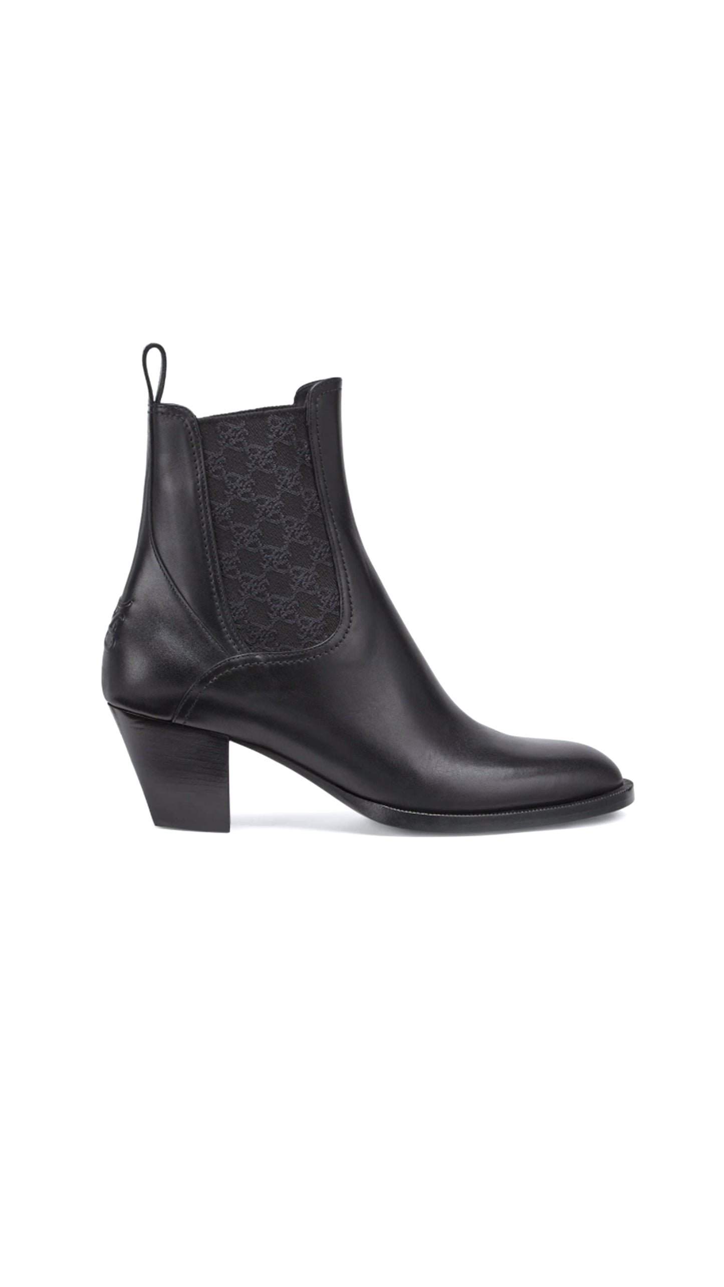 Black Leather Boots With Medium Heel 55MM - Black