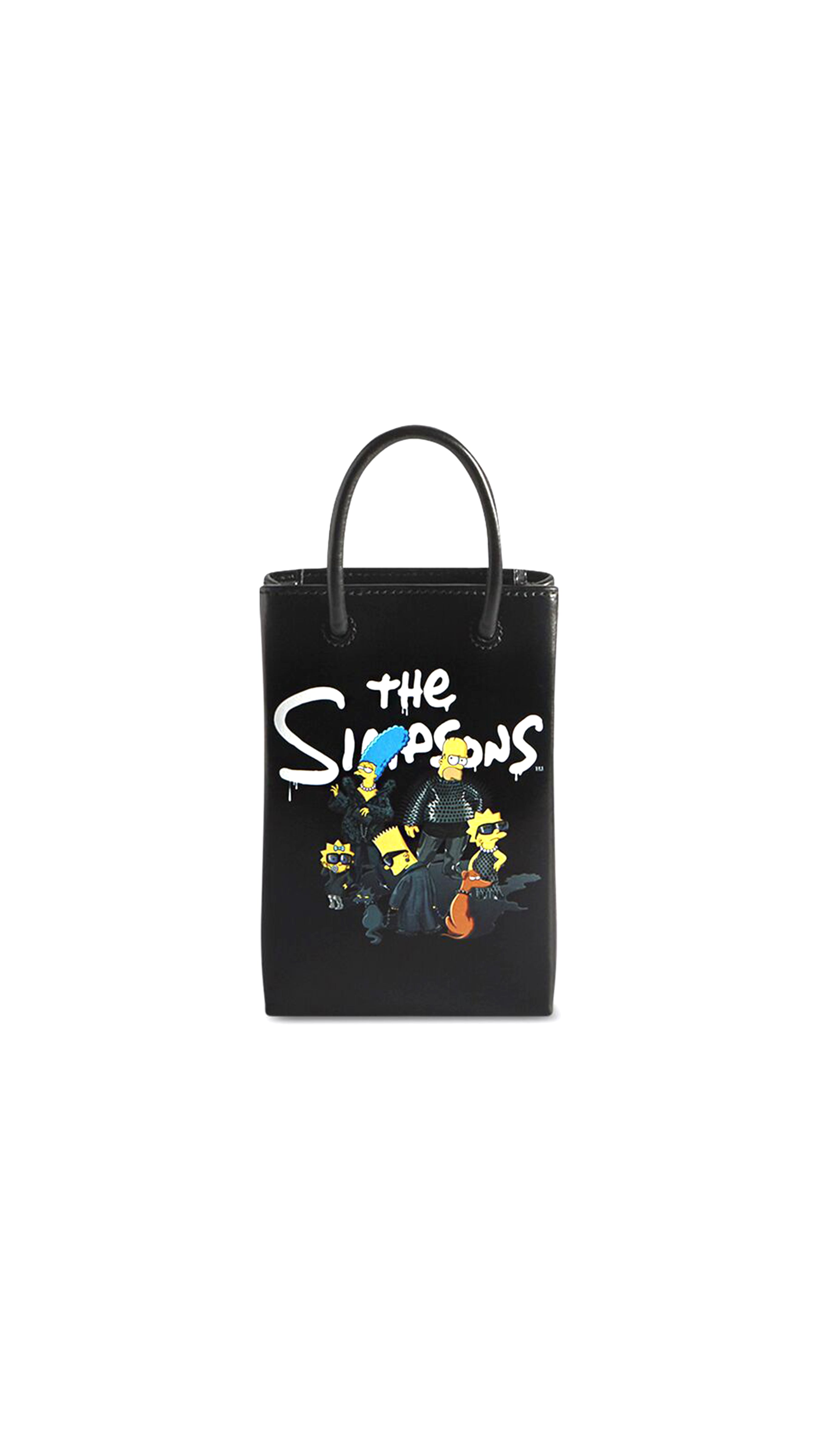 The Simpons TM &© 20TH Television Mini Shopping Bag In Shiny Calfskin - Black