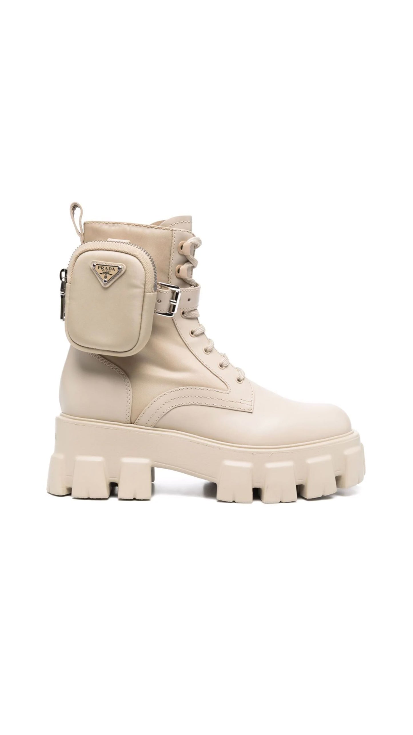 Monolith Brushed Leather and Nylon Combat Boots - Beige
