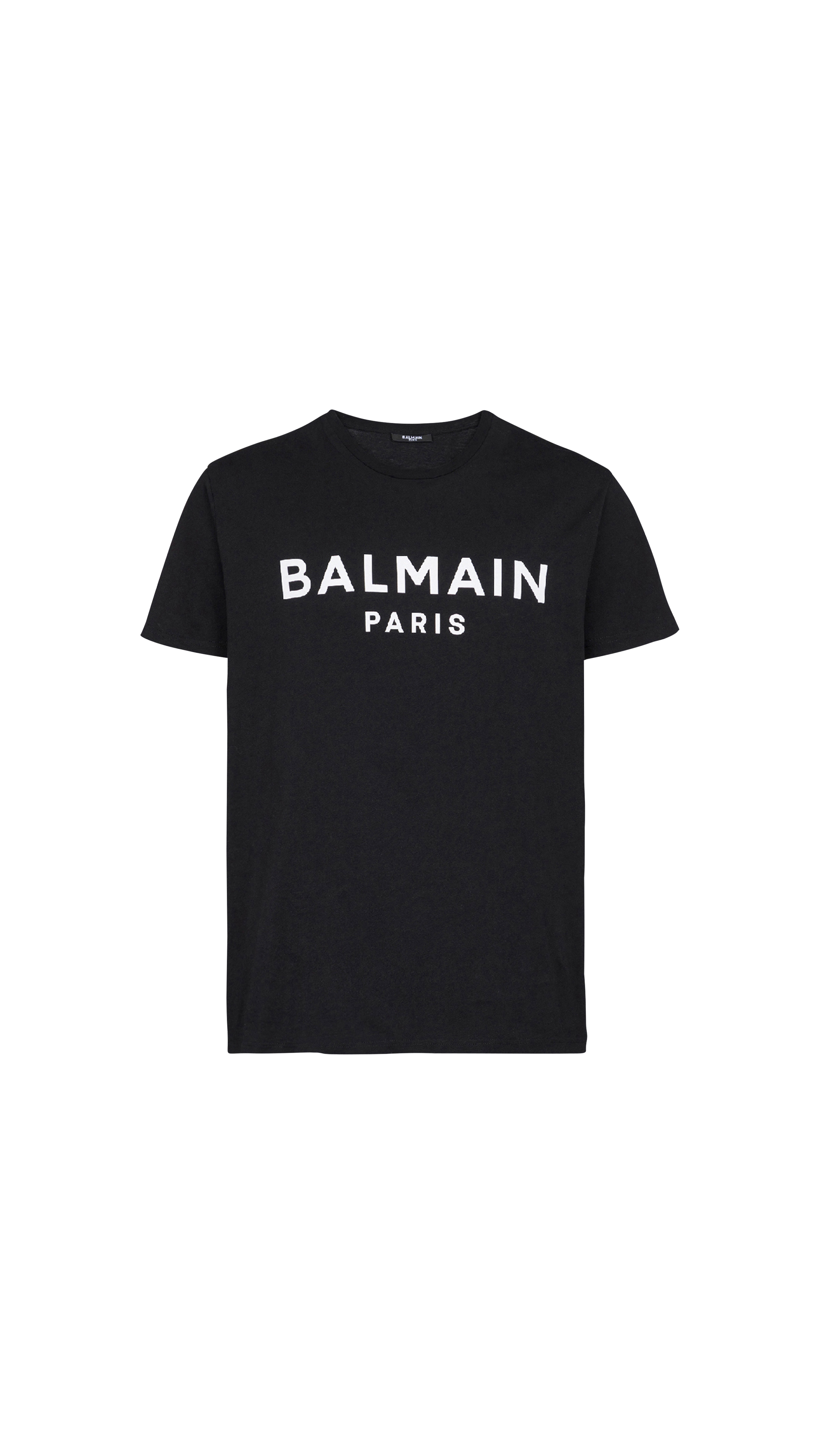 Eco-designed Cotton T-shirt With Balmain Paris Logo Print - Black