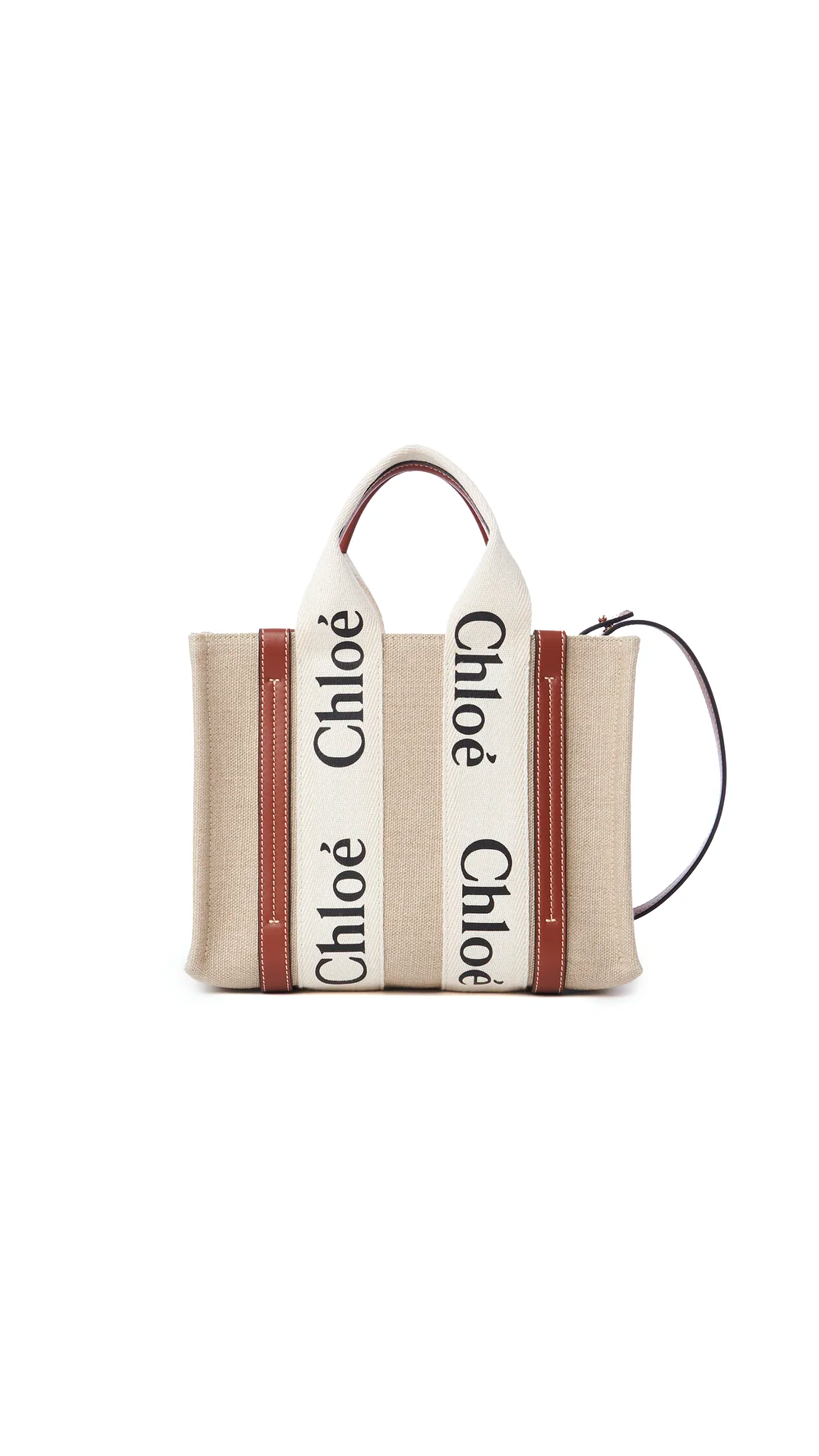 Small Woody Tote Bag - White/Brown